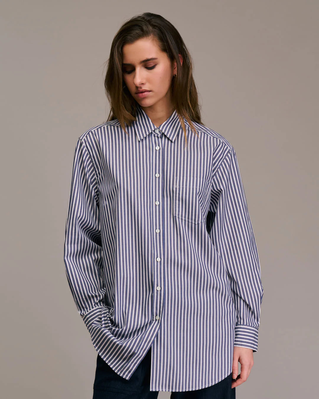Camela Shirt in Blanc/Marine/Prune