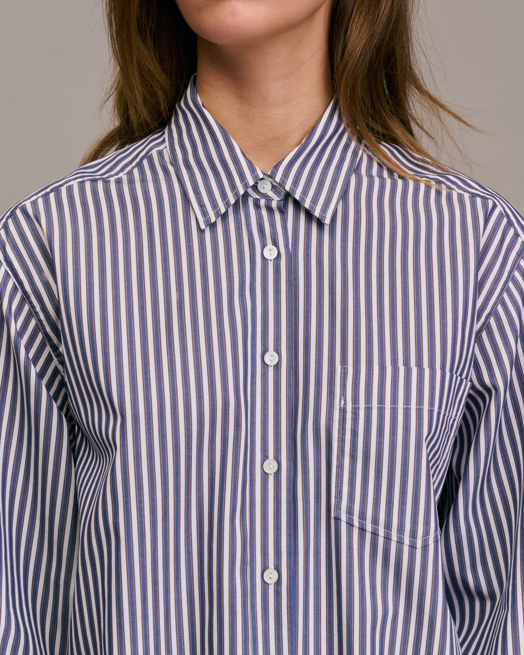 Camela Shirt in Blanc/Marine/Prune