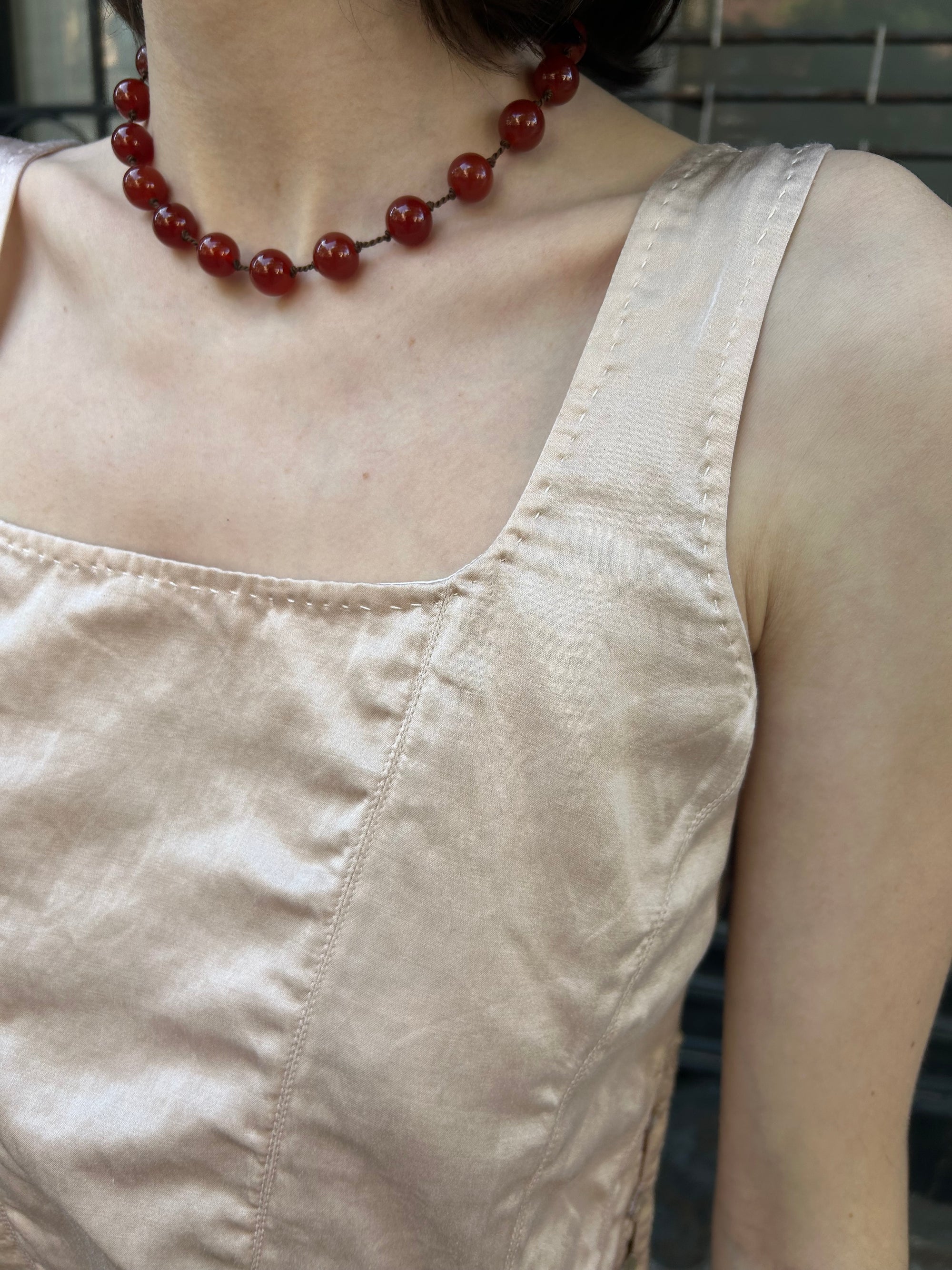 Corset Top in Silver Peony Silk