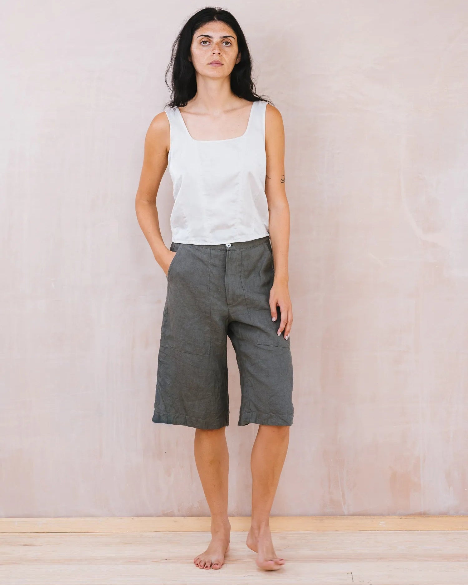 Corset Top in Silver Peony Silk
