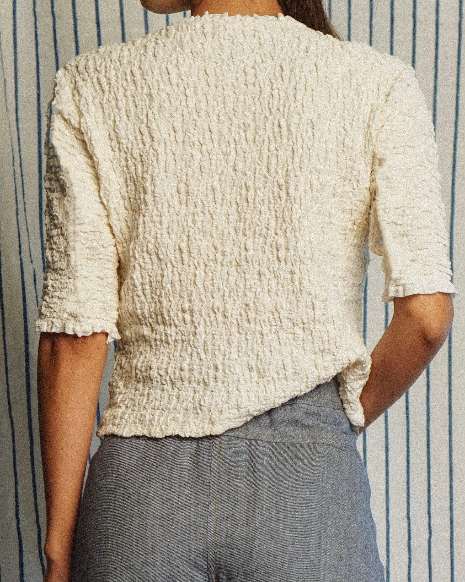 Smocked Baby Tee in Ivory