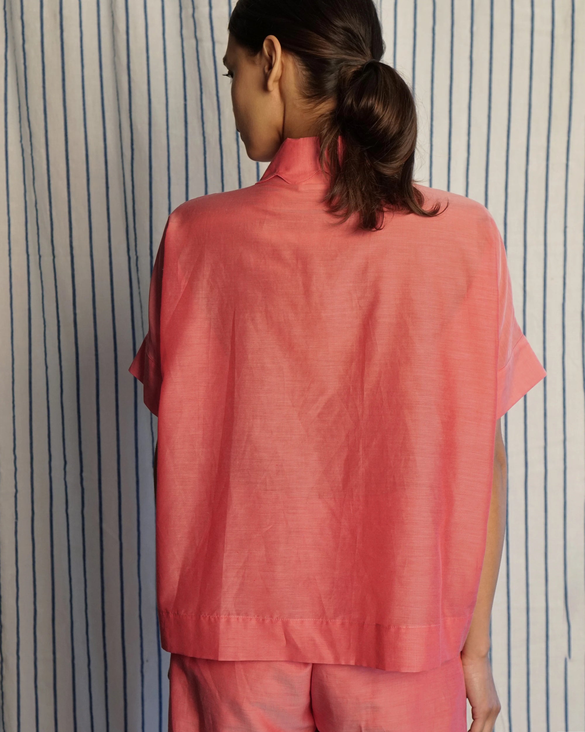 Cotton Silk Miranda Blouse in Rose