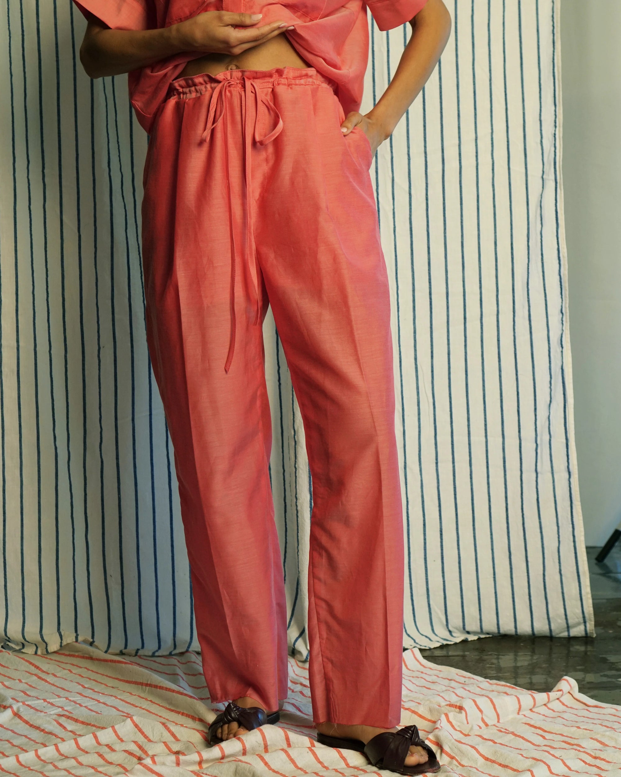 Cotton Silk Miranda Pant in Rose