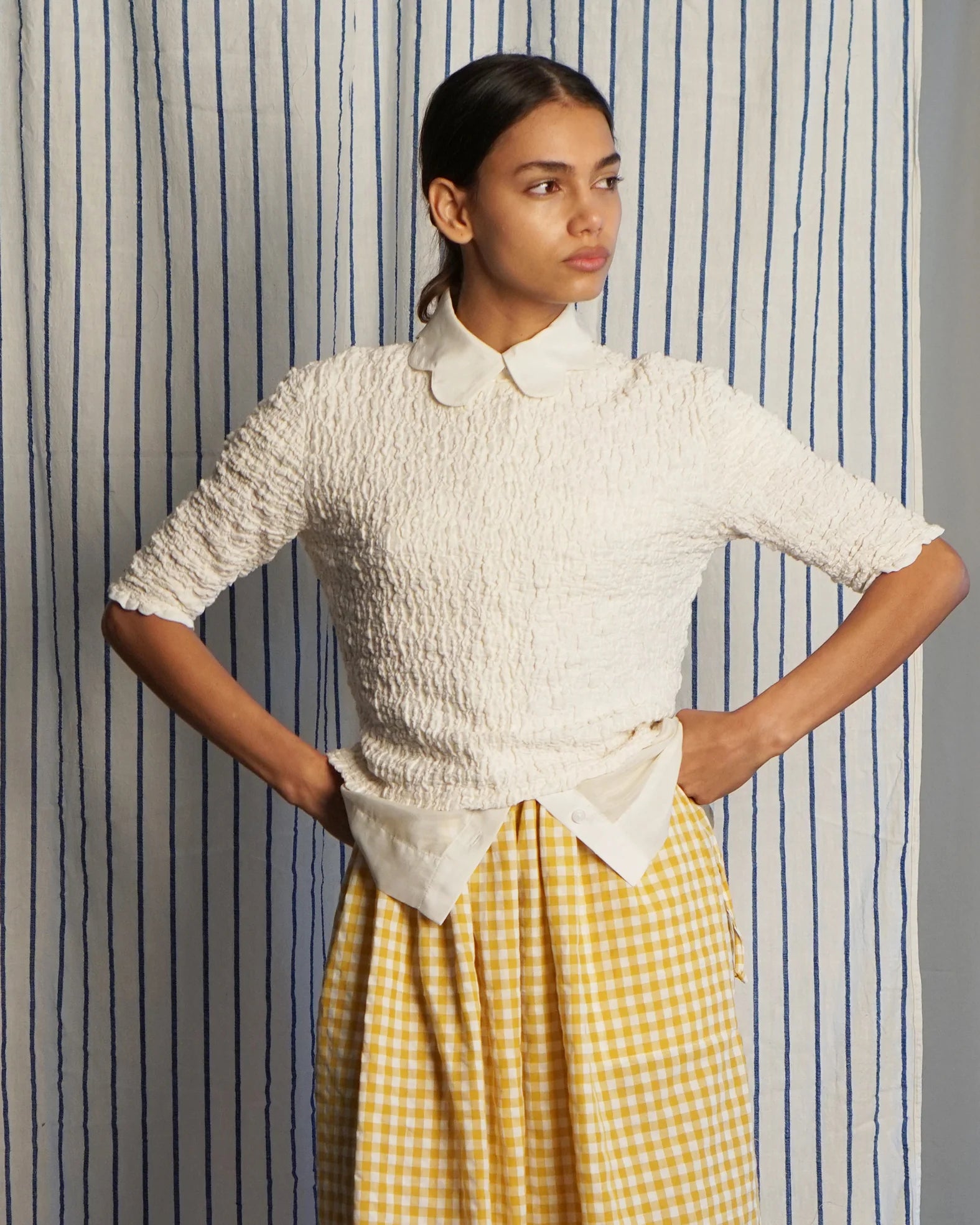 Smocked Baby Tee in Ivory