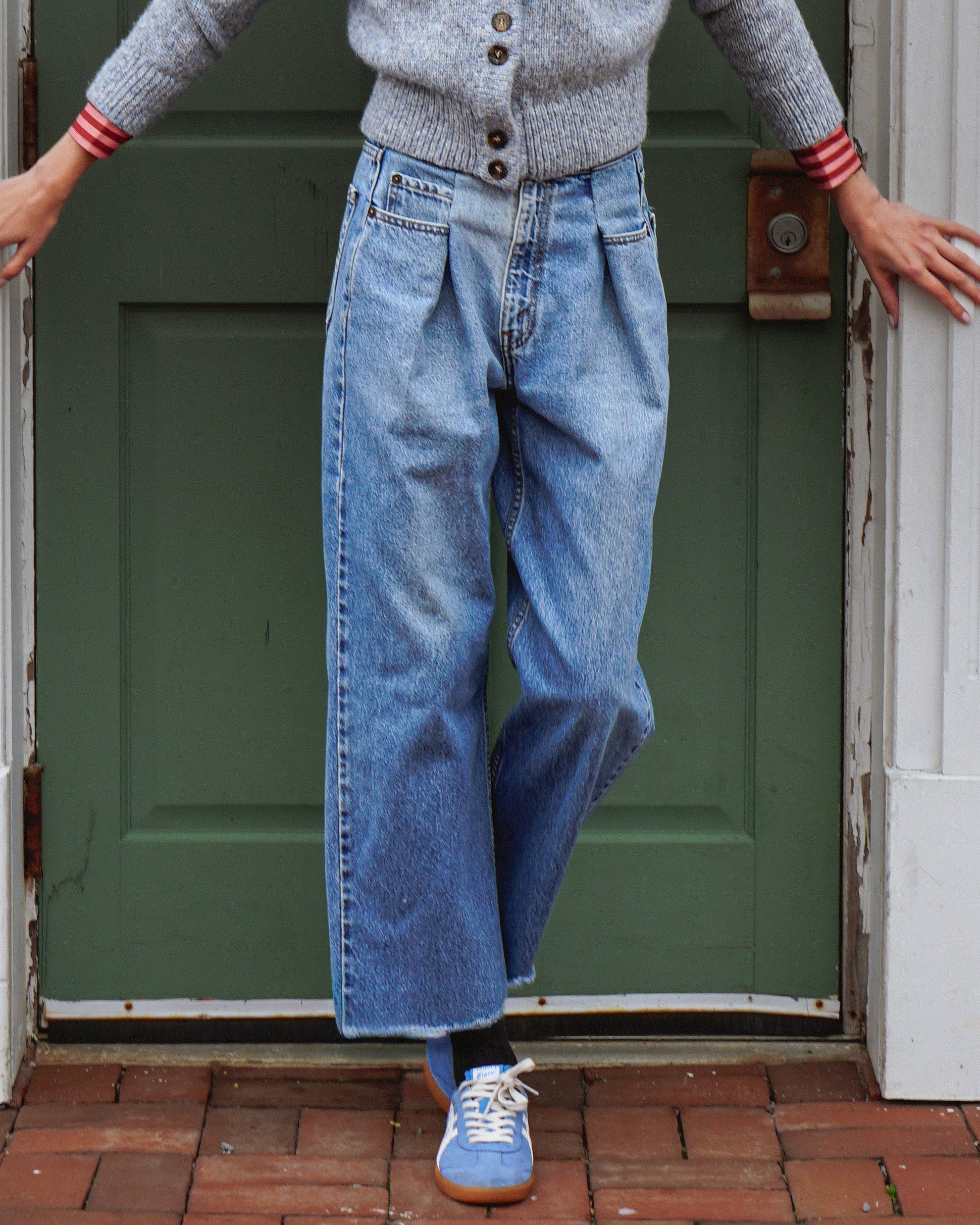 Upcycled Pleat Front Denim