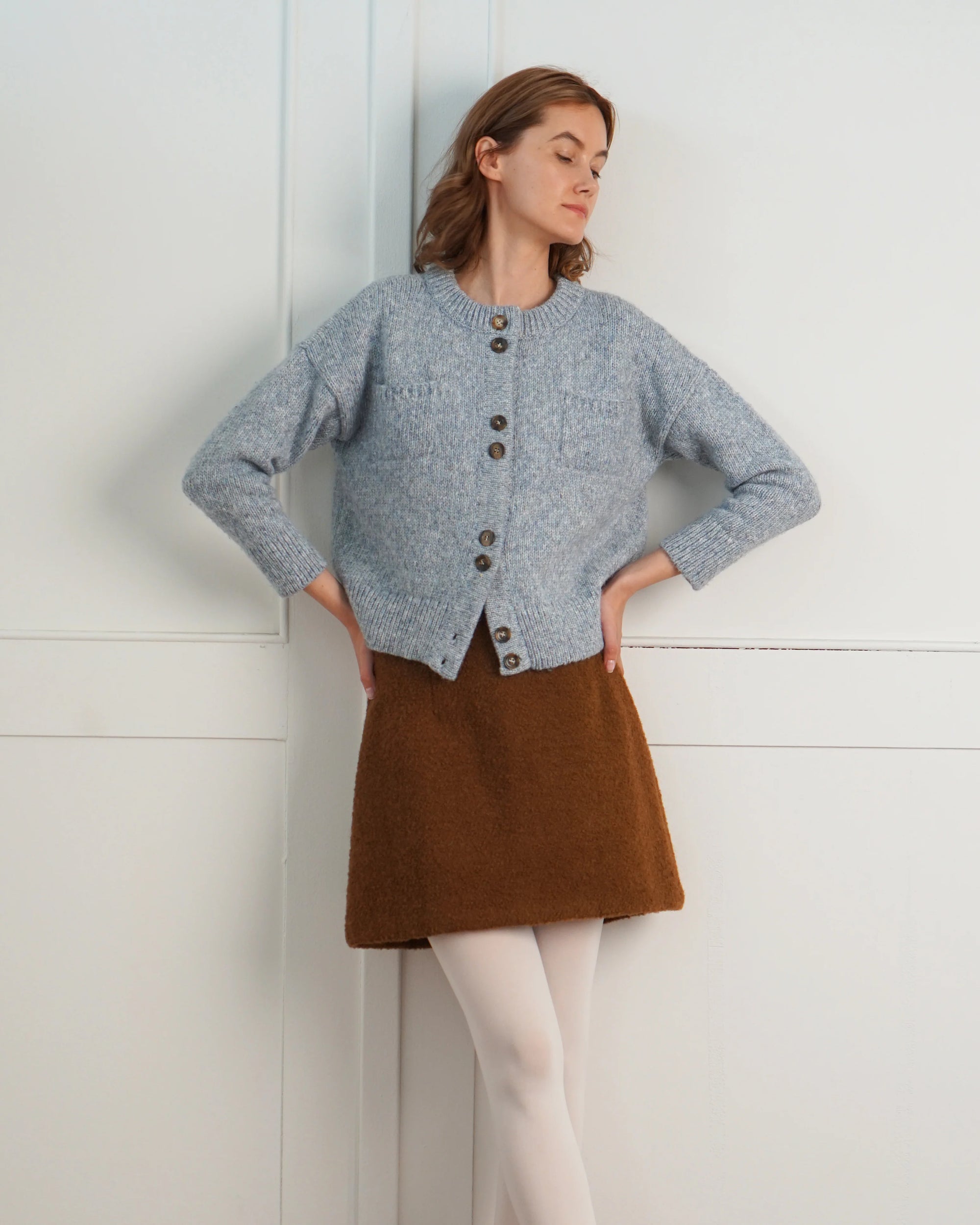 Double Button Cardigan in Sky