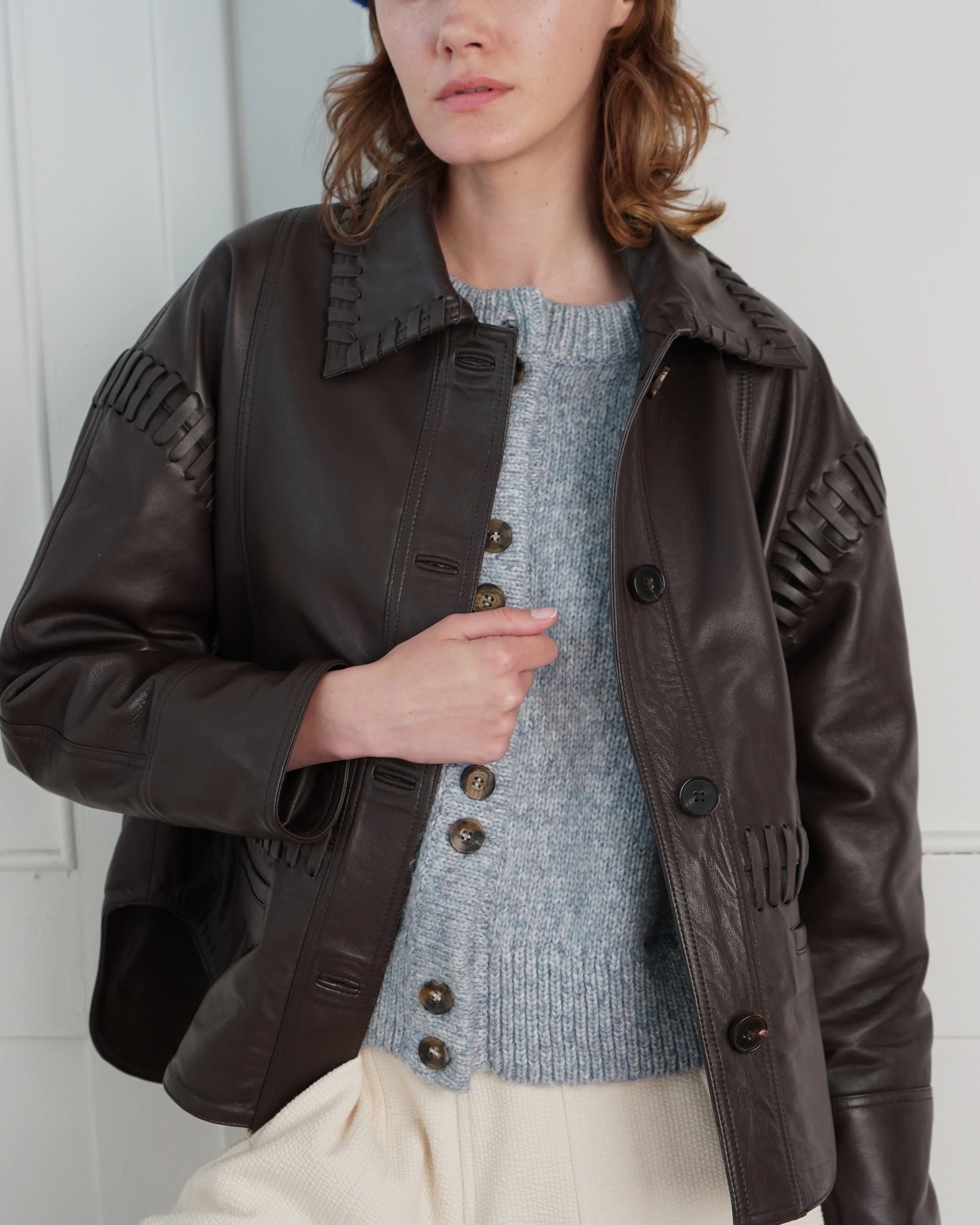 Olivia Leather Jacket in Brown