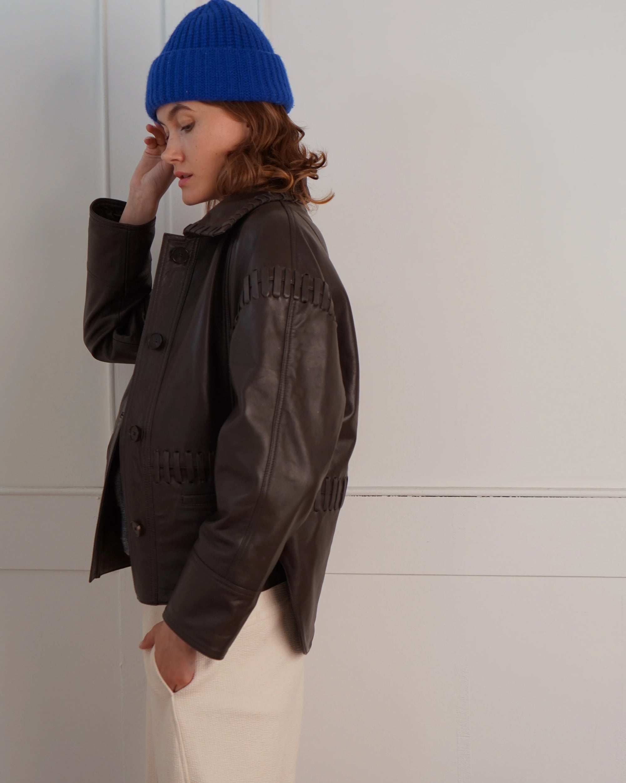 Olivia Leather Jacket in Brown