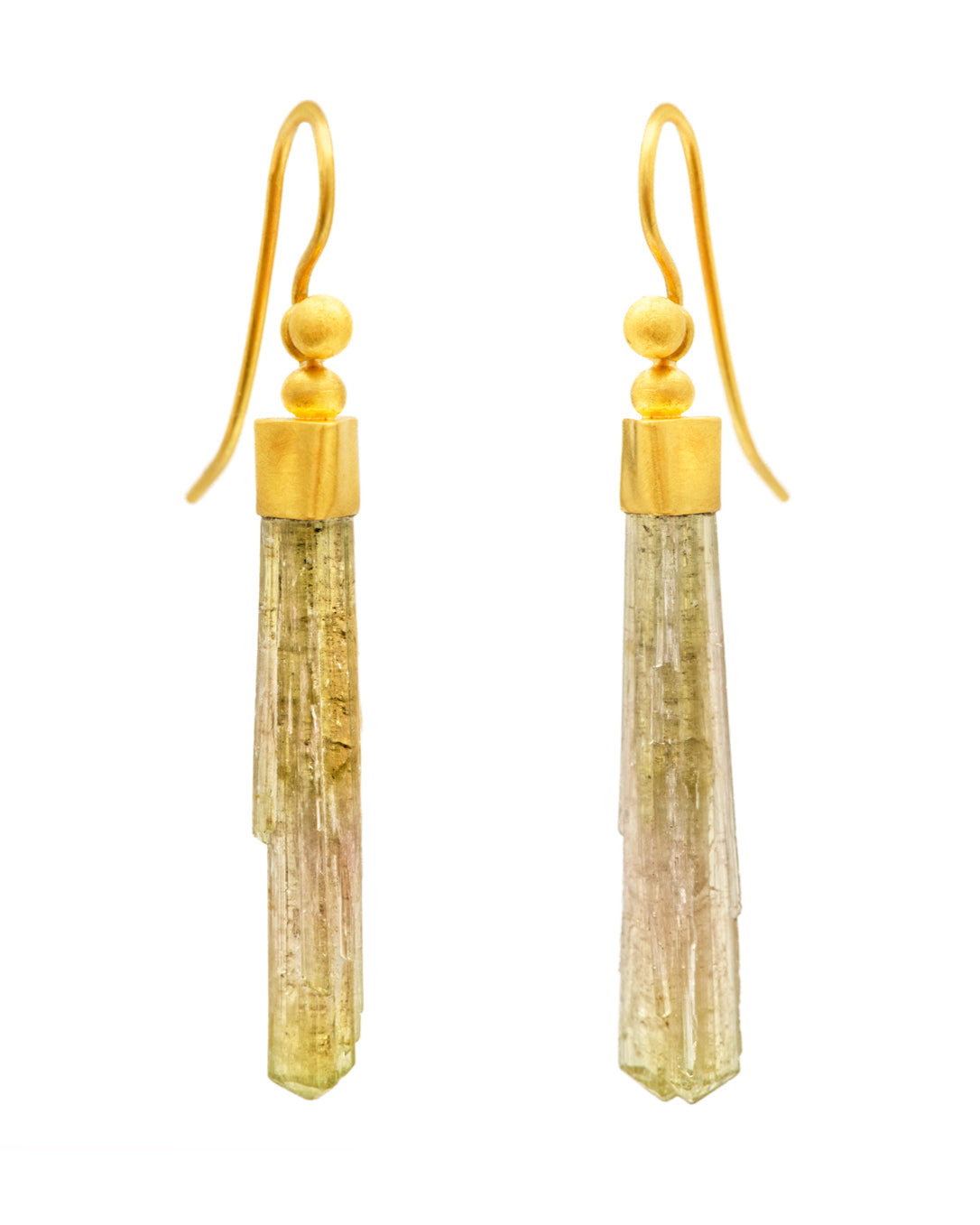 “Niagara Frieze” Gold and Tourmaline Crystal Earrings