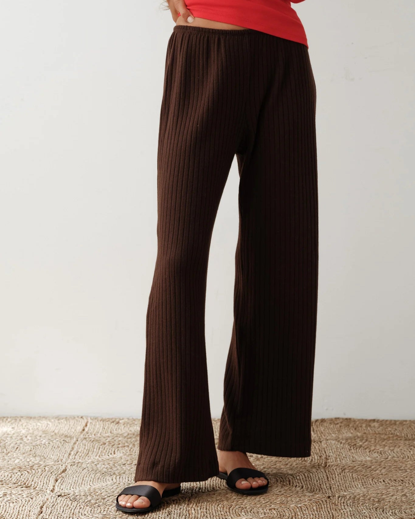 The Sweater Rib Simple Pant in Espresso