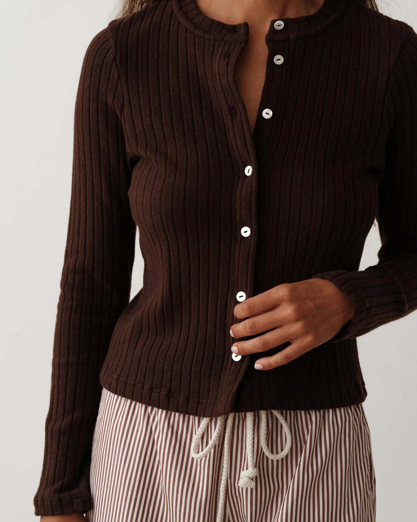 The Sweater Rib Cardigan in Espresso