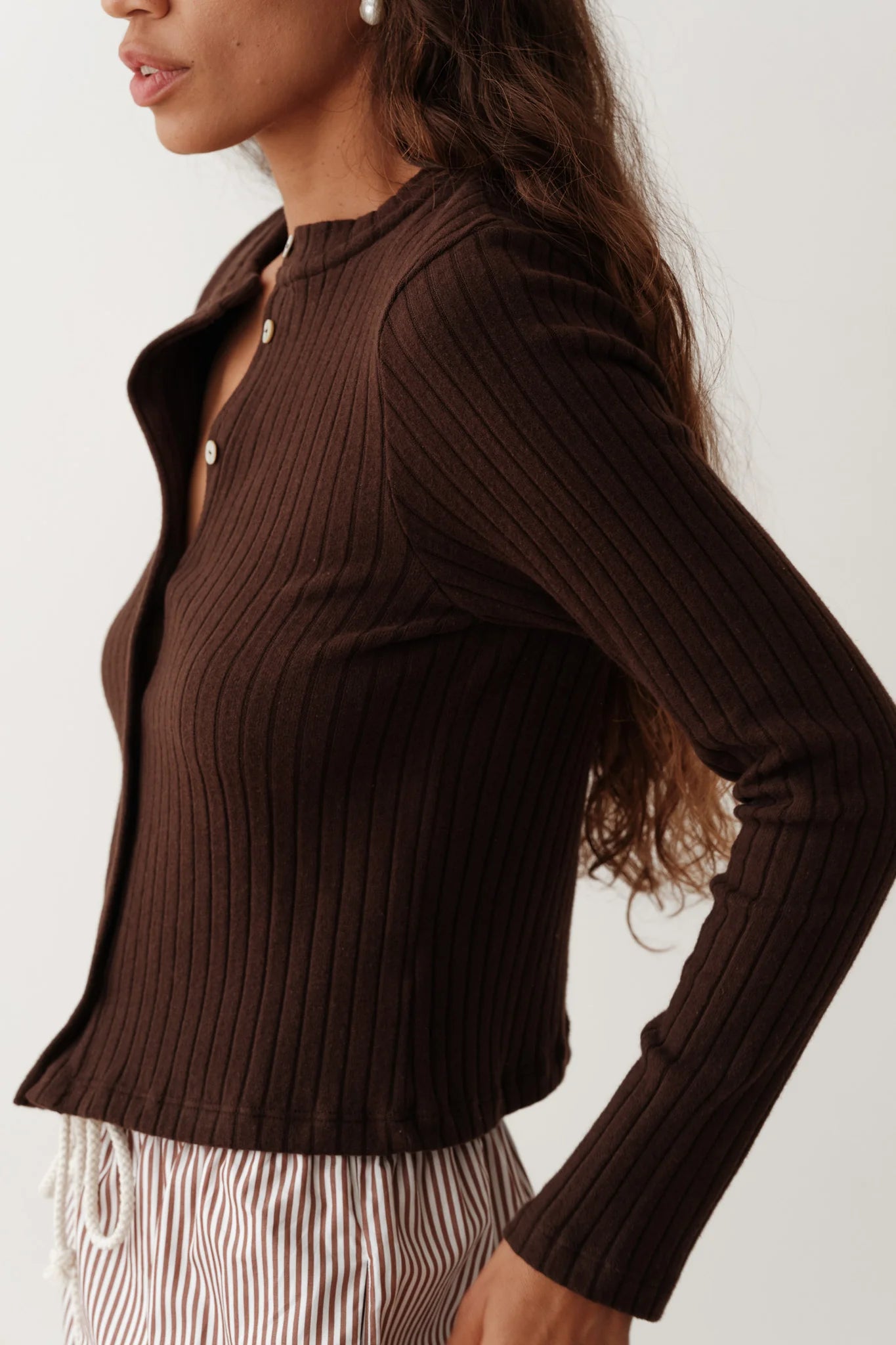 The Sweater Rib Cardigan in Espresso