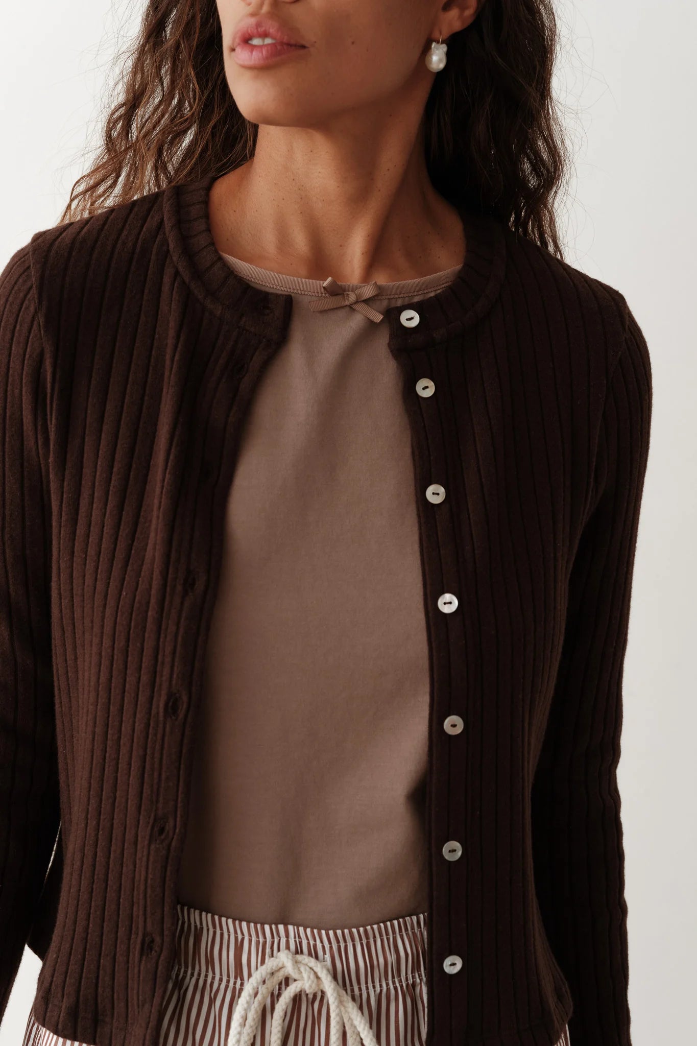The Sweater Rib Cardigan in Espresso
