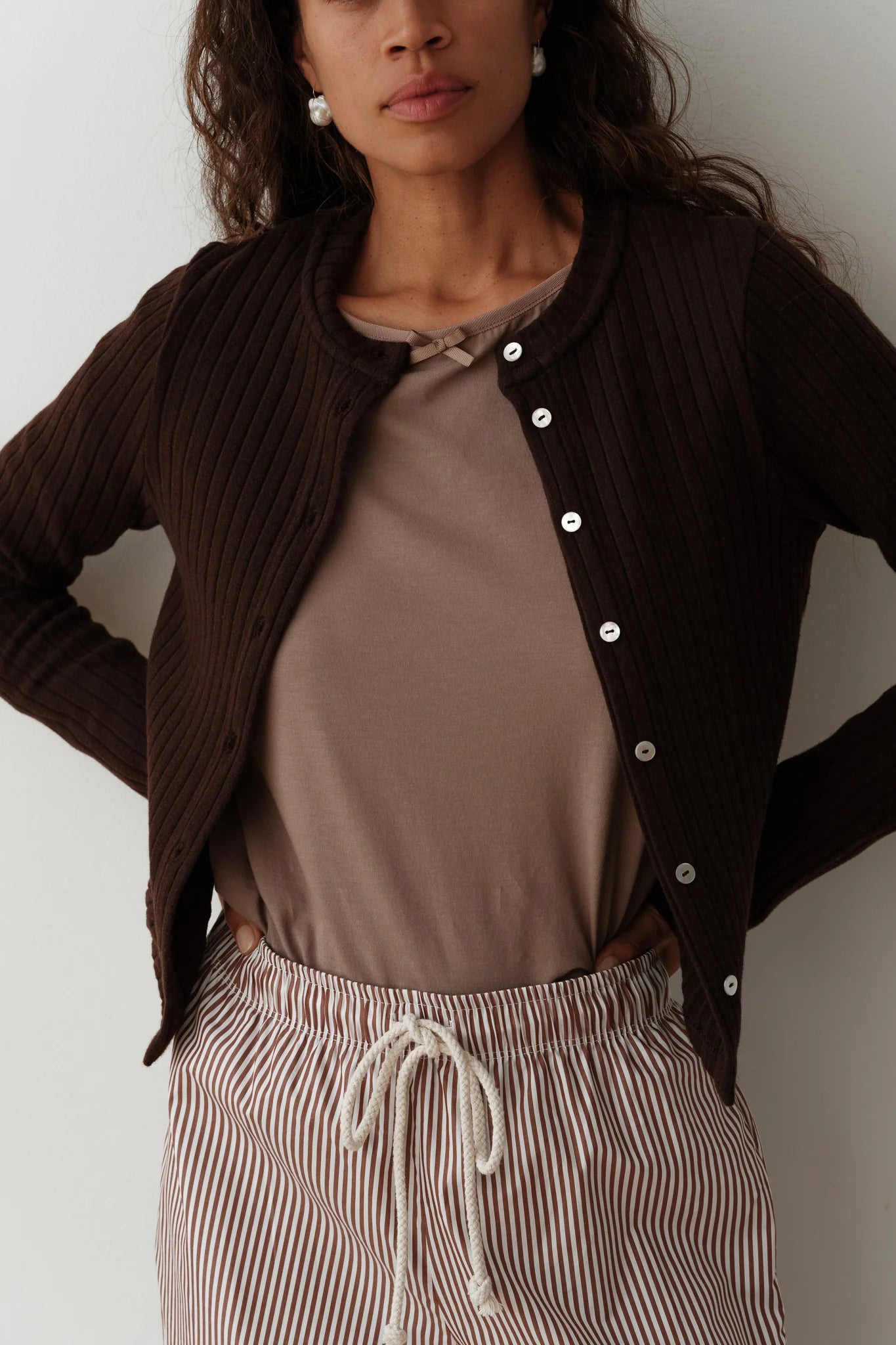 The Sweater Rib Cardigan in Espresso