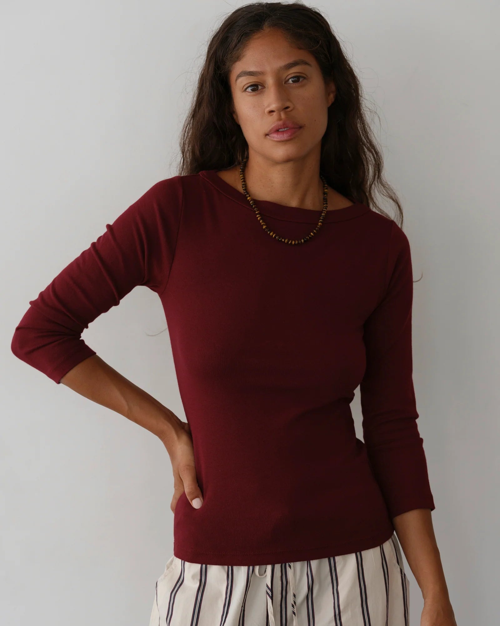 The Baby Rib Boat Neck in Oxblood