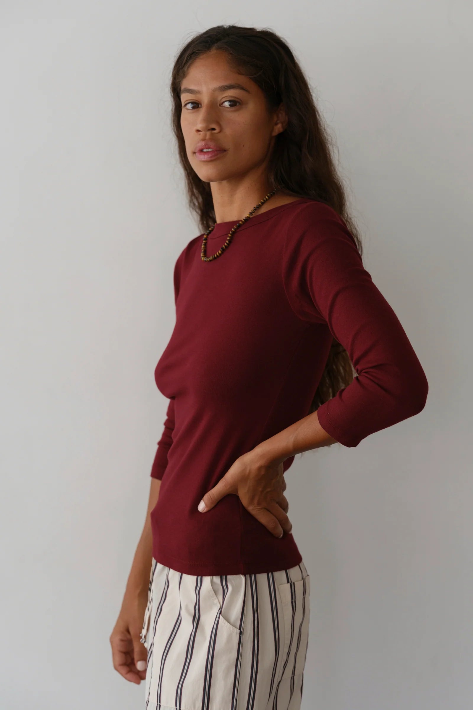 The Baby Rib Boat Neck in Oxblood