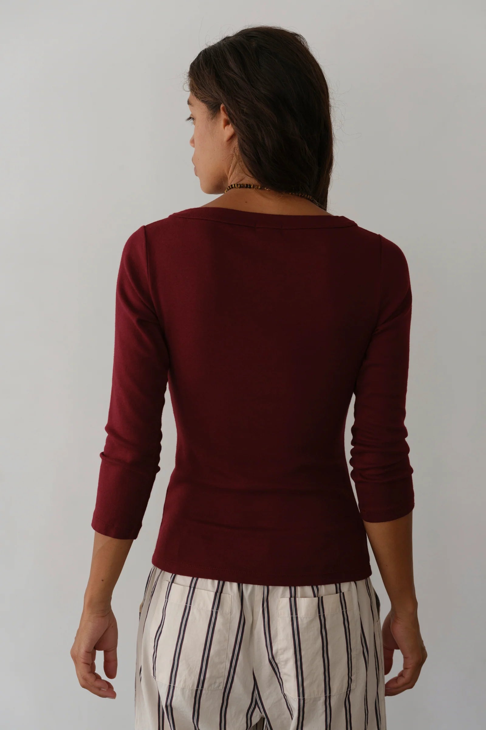 The Baby Rib Boat Neck in Oxblood