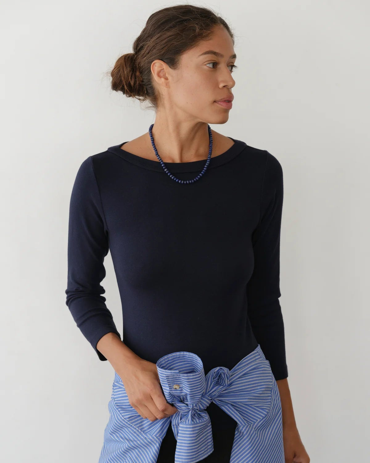 The Baby Rib Boat Neck in Navy