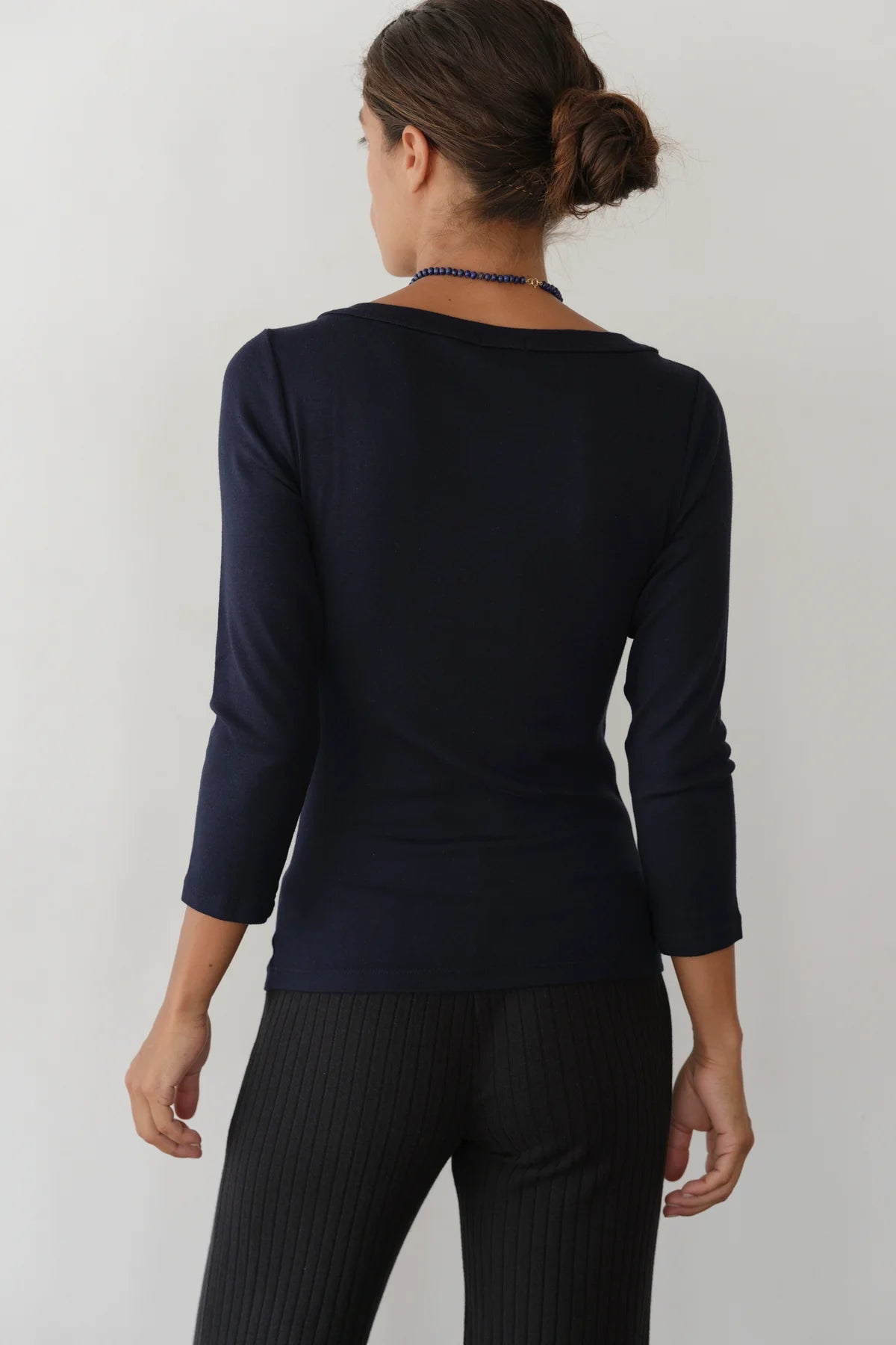 The Baby Rib Boat Neck in Navy