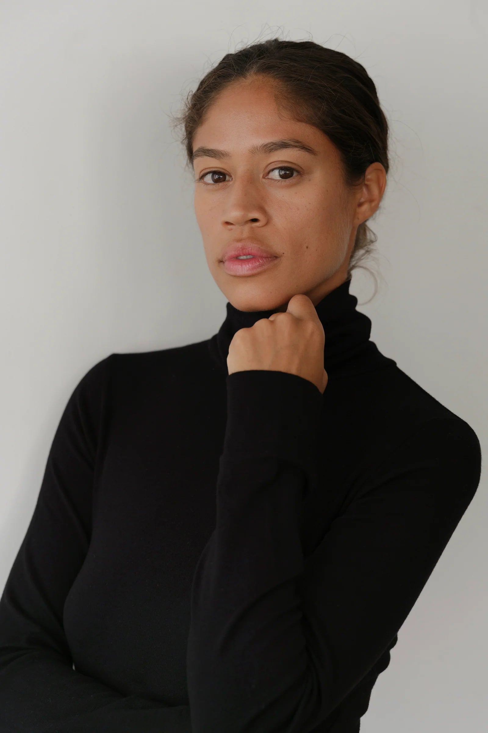 Baby Rib Turtleneck in Jet