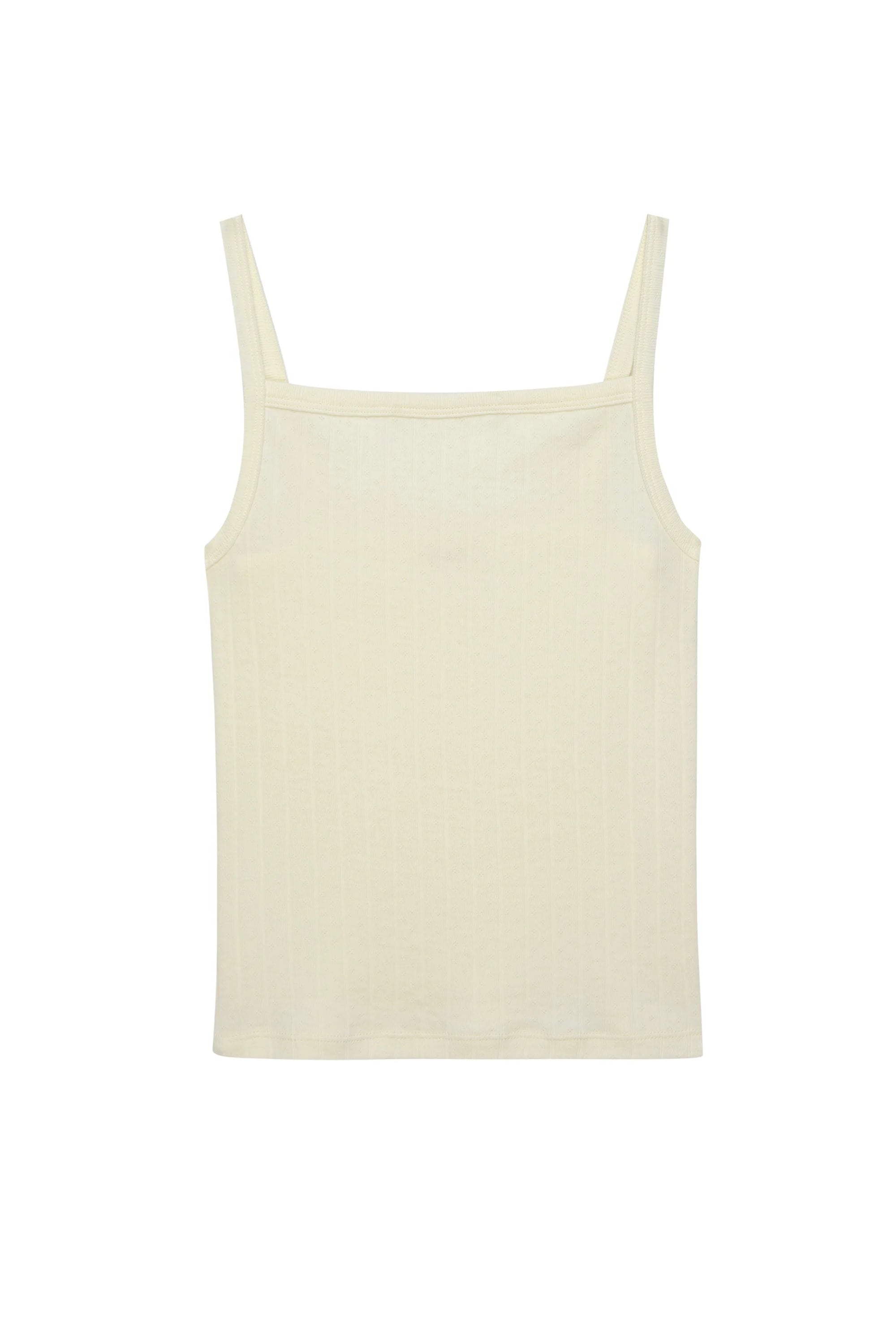 The Pointelle Square Neck Tank in Creme