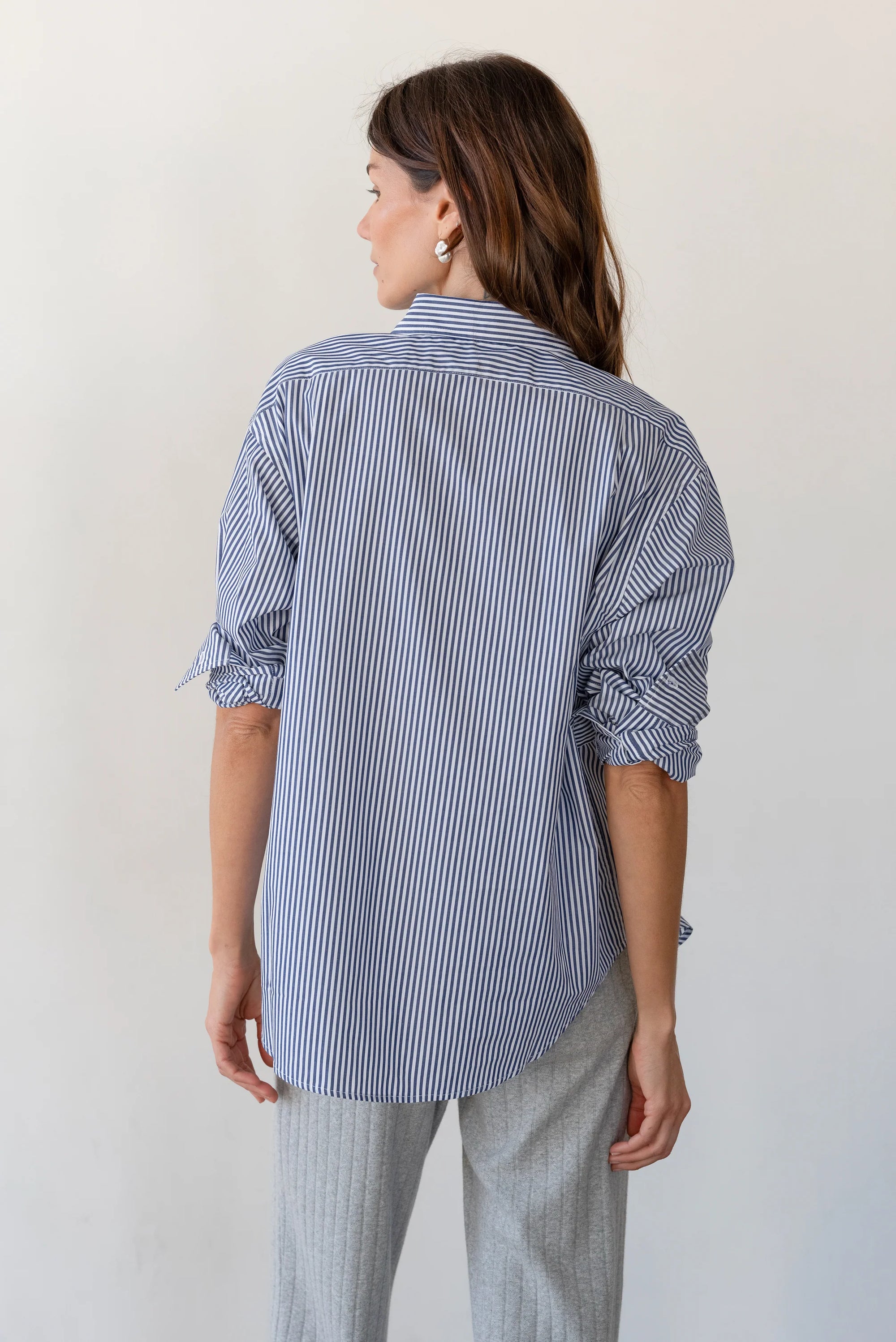 The Pop Shirt in Navy Stripe