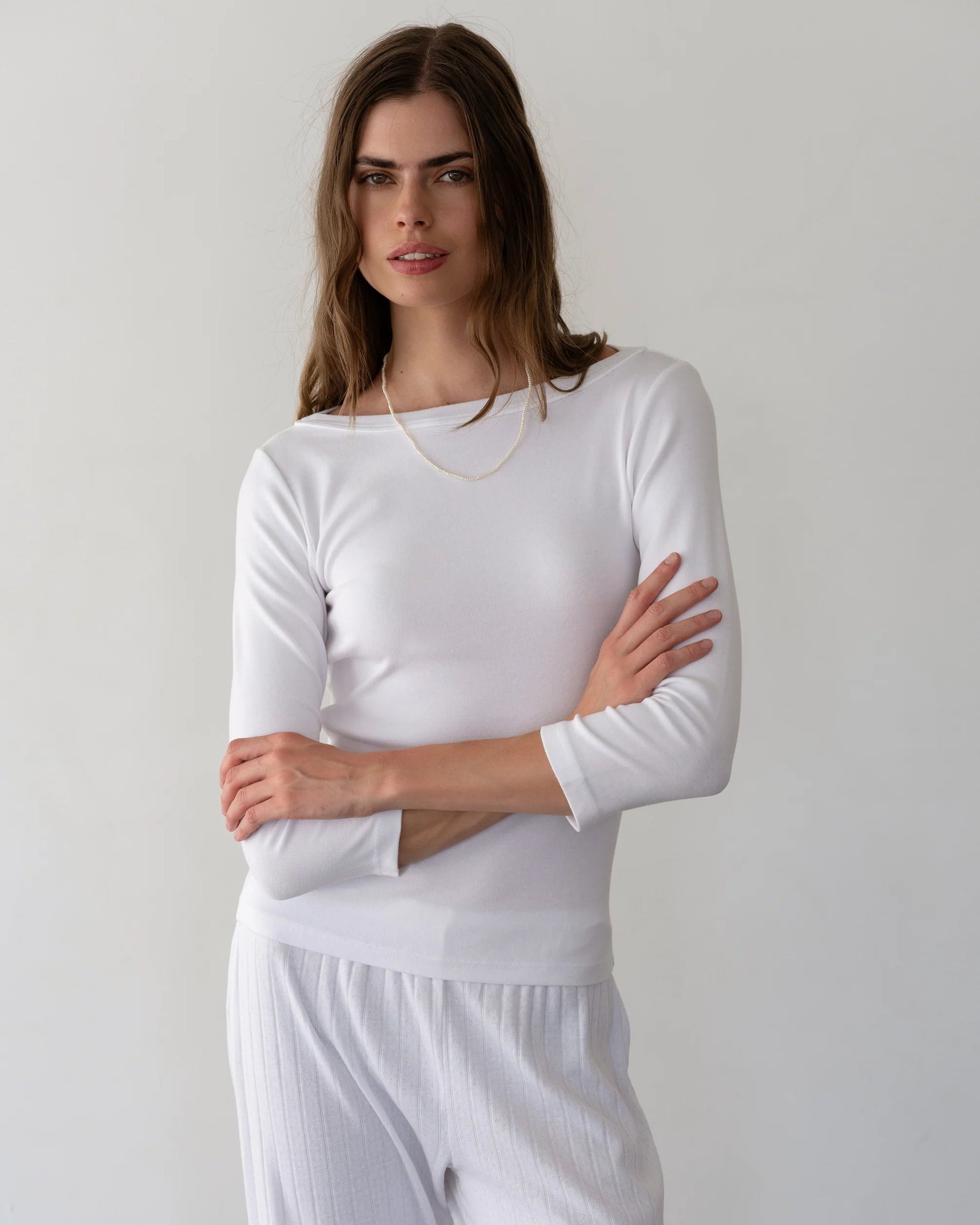 The Baby Rib Boat Neck in Powder