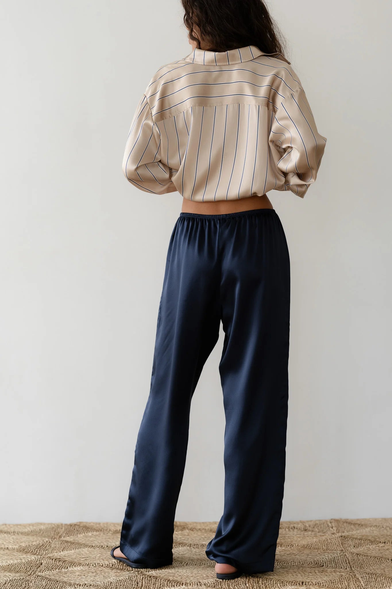 The Silk Simple Pant in Navy