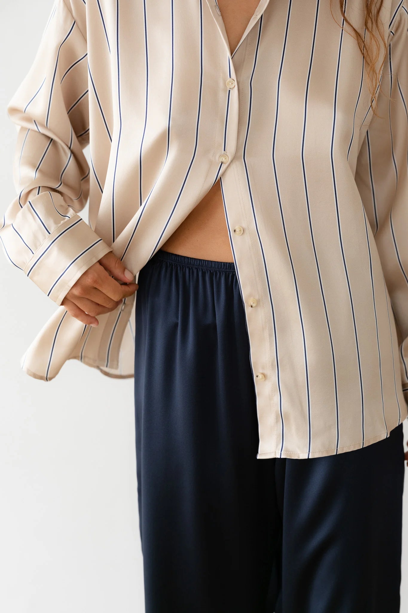 The Silk Simple Pant in Navy