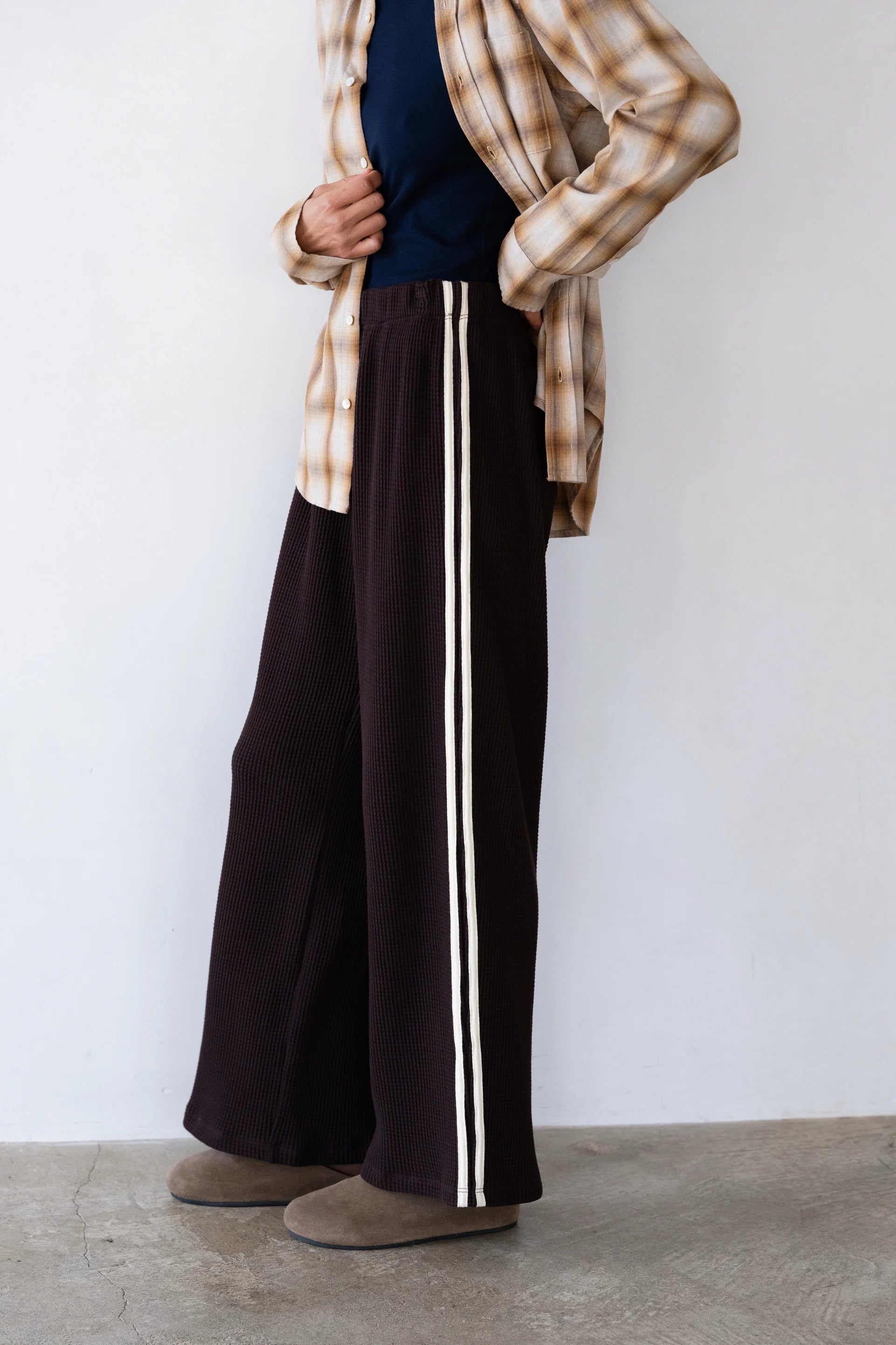 The Thermal Crop Stripe Pant in Espresso