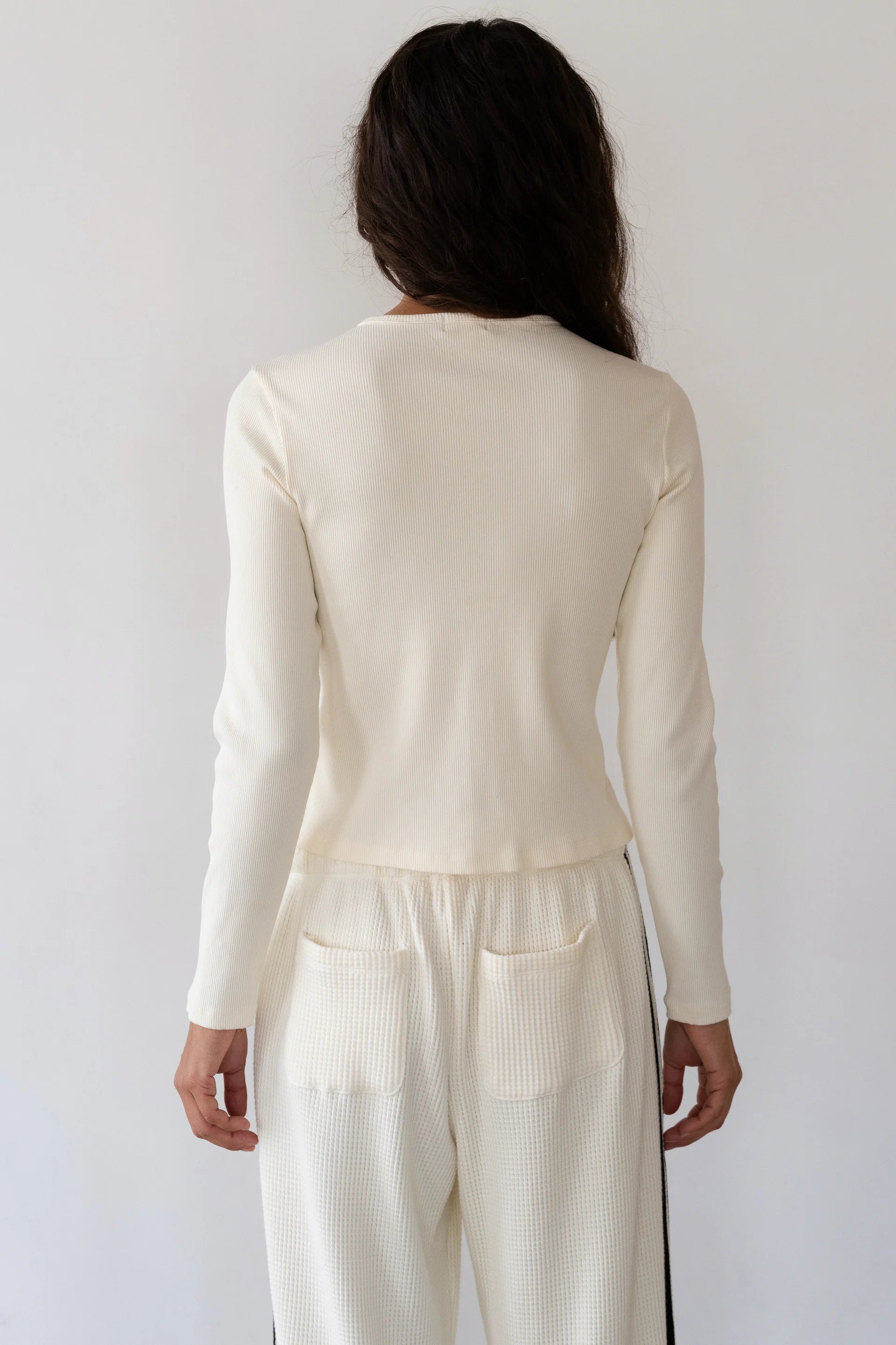 The Sweater Rib Cardigan in Creme