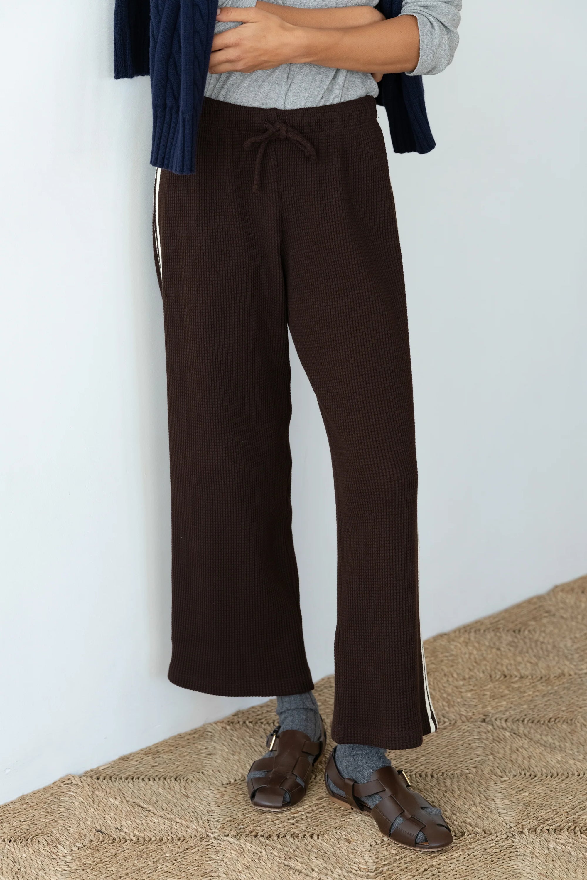 The Thermal Crop Stripe Pant in Espresso