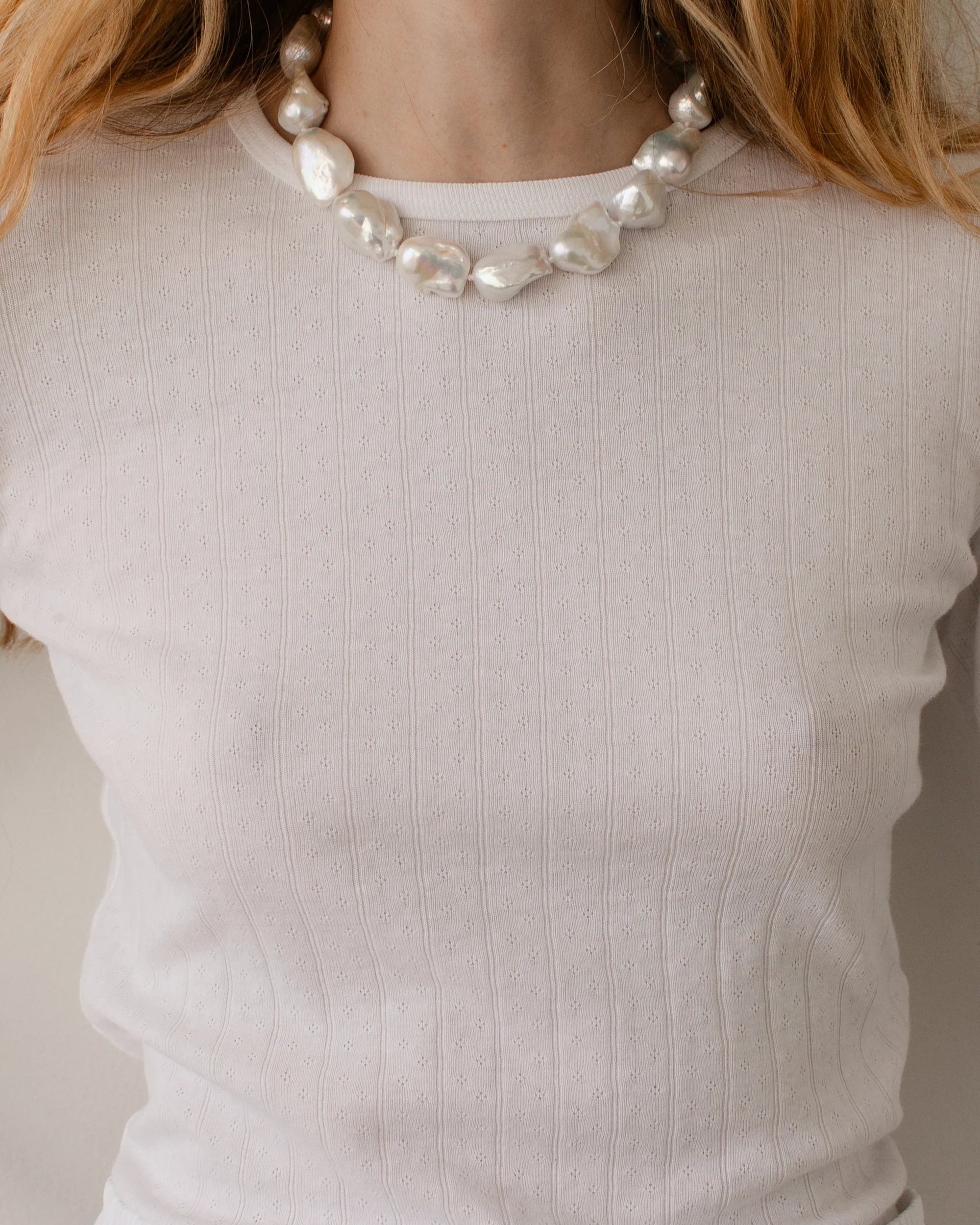 The Pointelle Baby Tee in Powder
