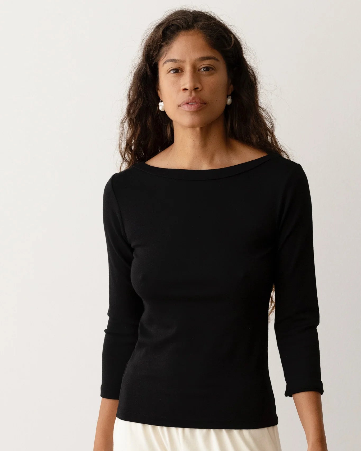 The Baby Rib Boat Neck in Jet