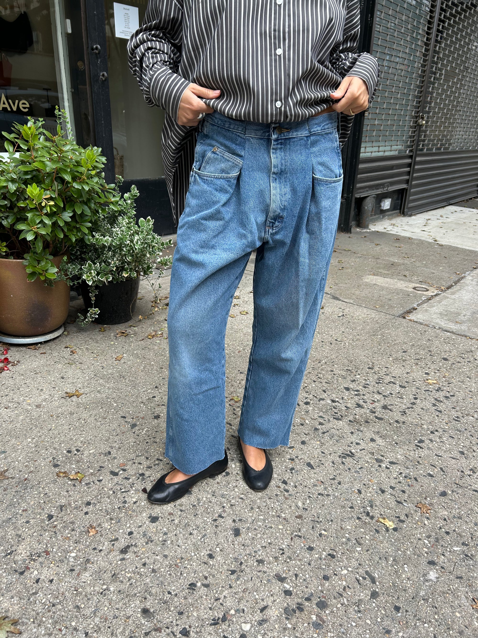 Upcycled Pleat Front Denim