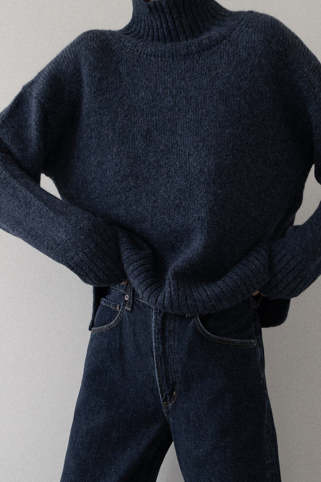 Totto Mock Turtleneck Sweater in Aegean Blue