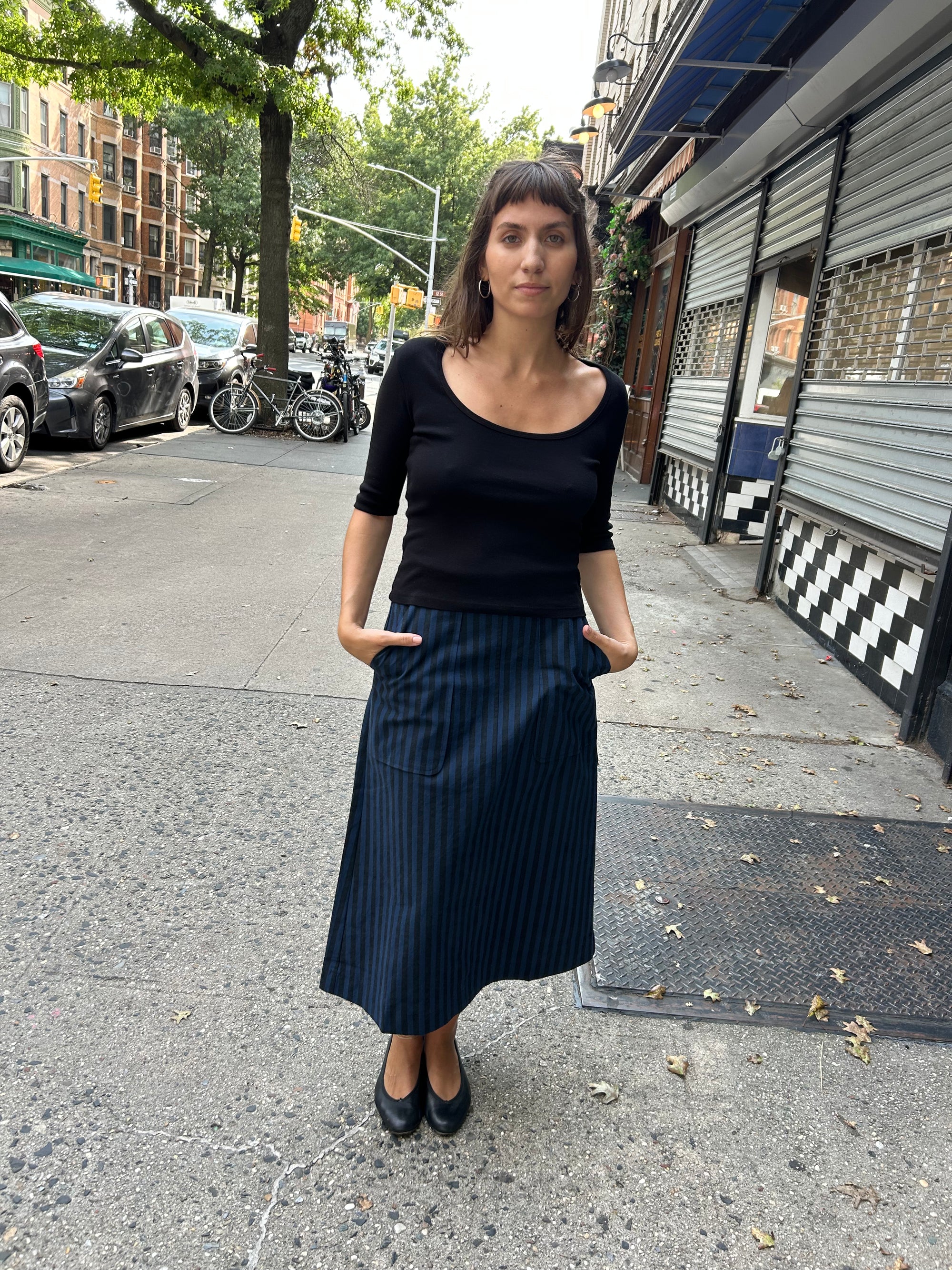 Celine Half-Sleeve Top in Black