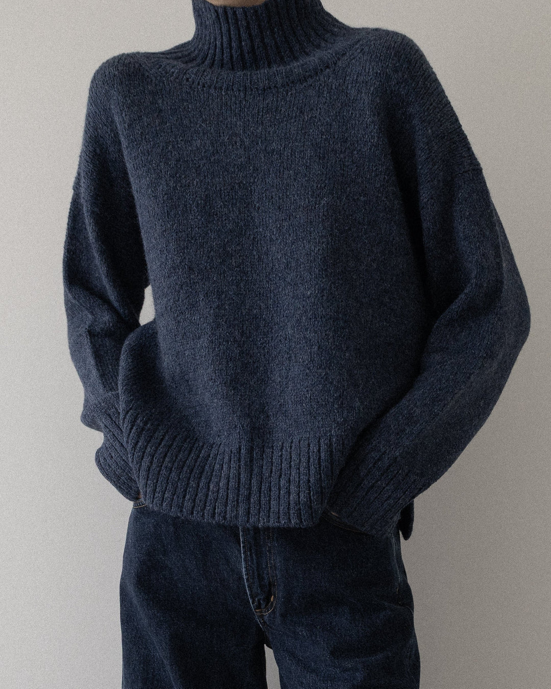 Totto Mock Turtleneck Sweater in Aegean Blue