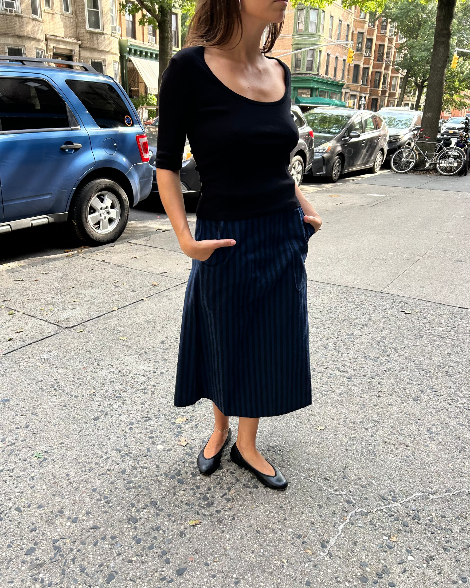 Celine Half-Sleeve Top in Black