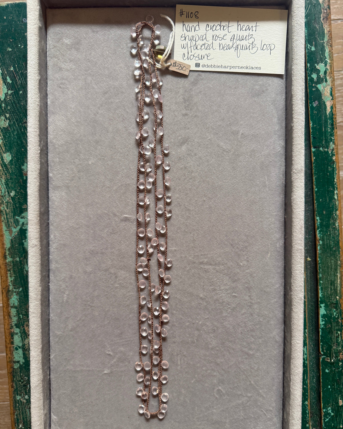 Hand Crochet Rose Quartz Necklace
