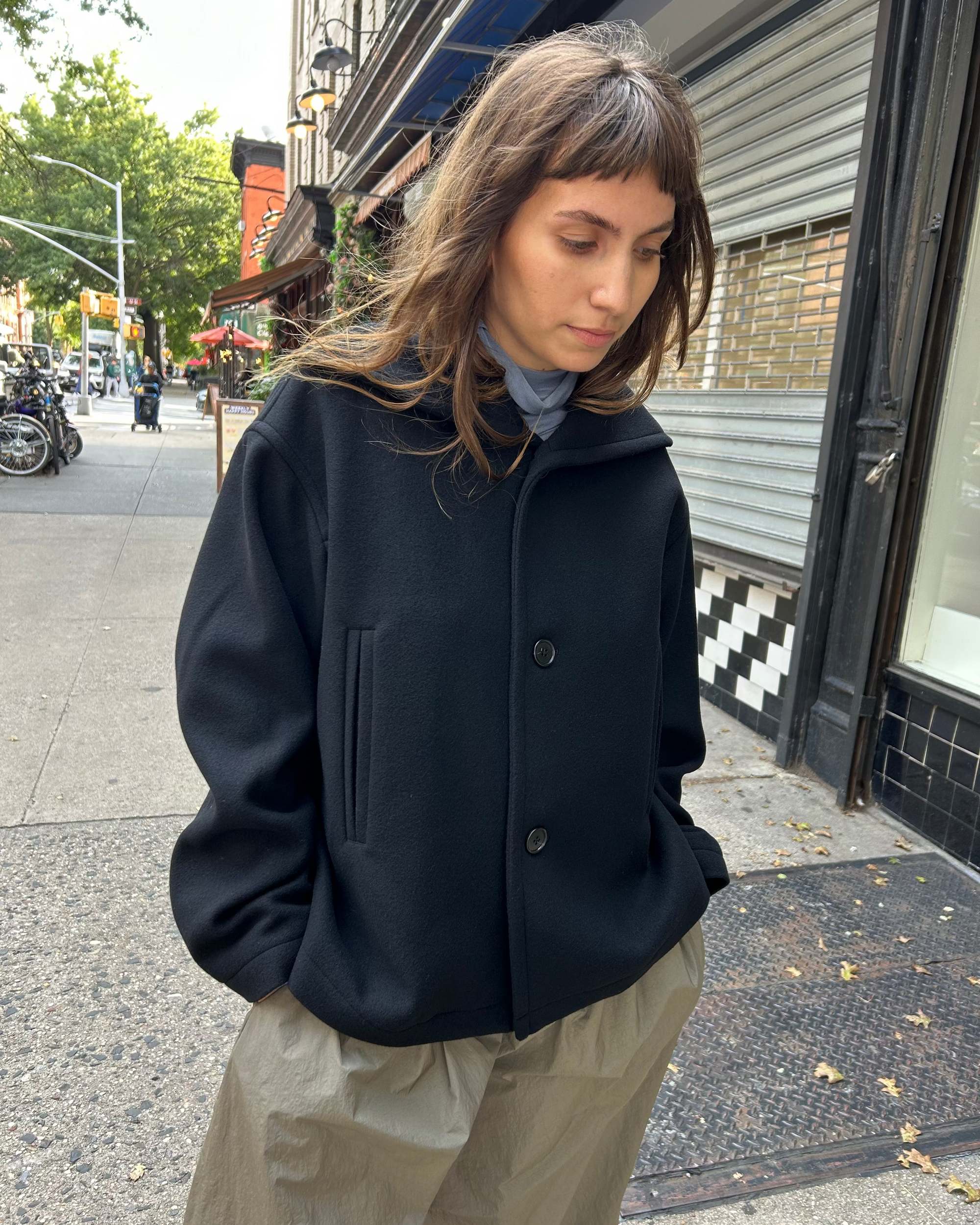 My Sailor Woven Coat in Black