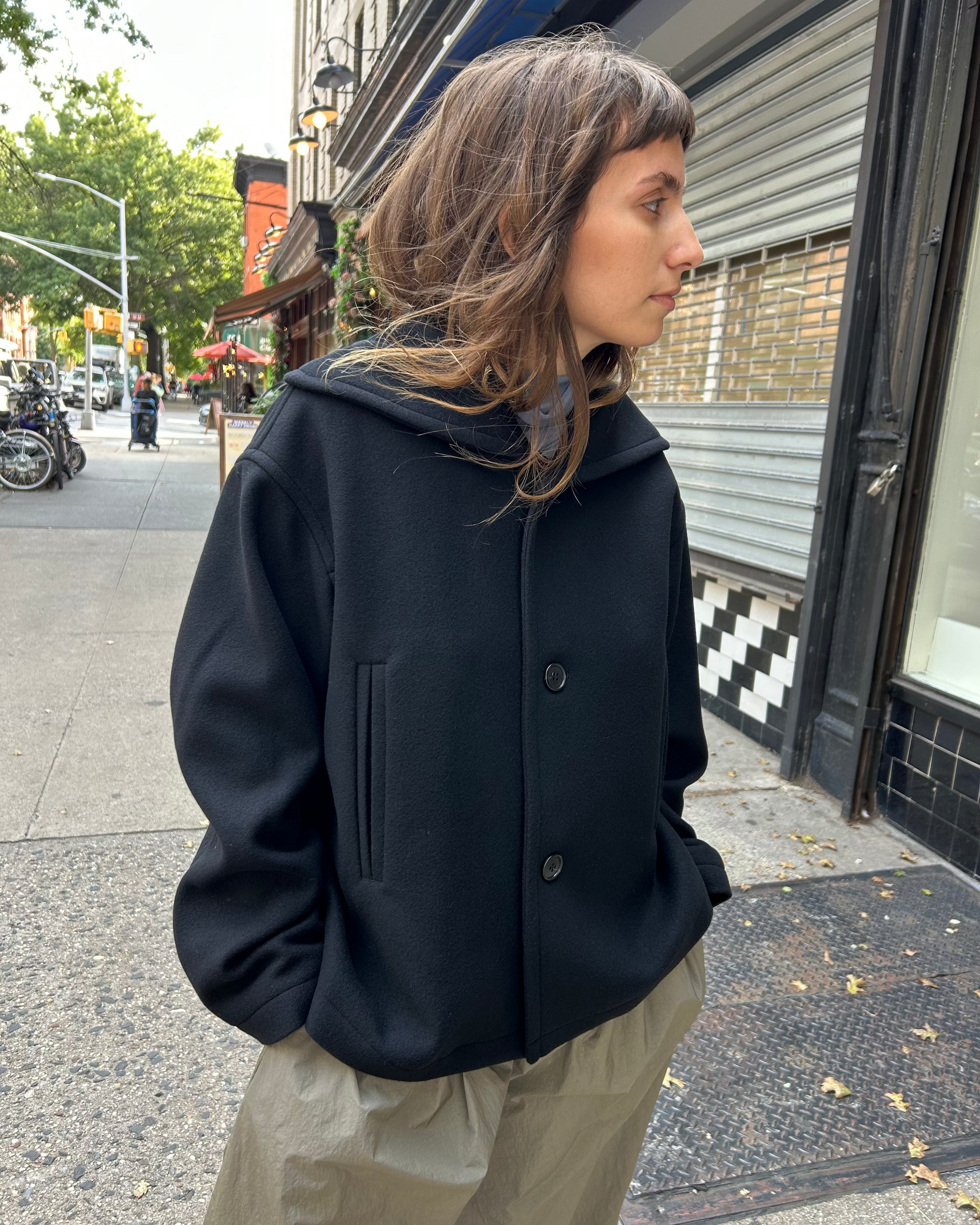 My Sailor Woven Coat in Black