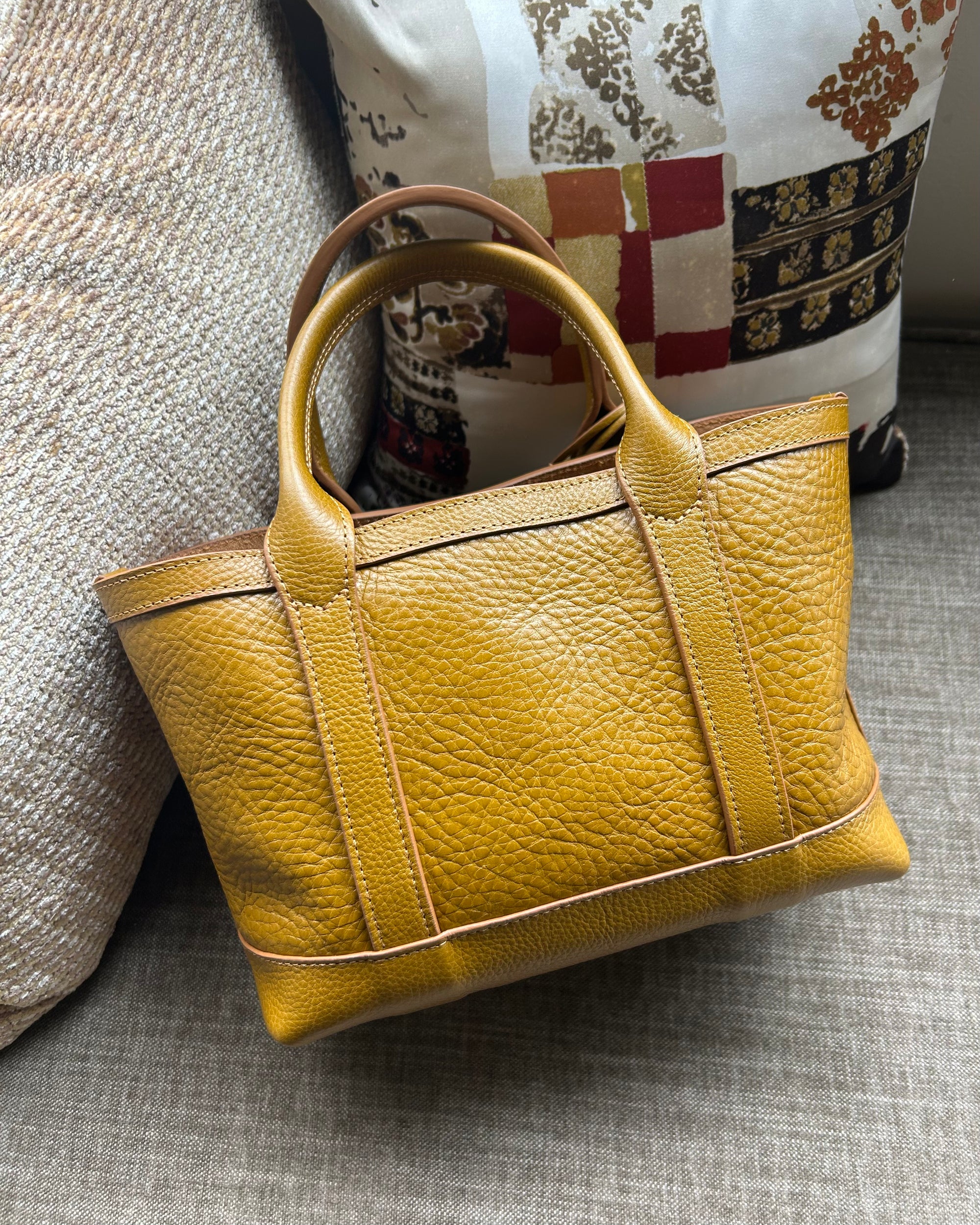 Leather Mini Tote with Pouch in Cumin