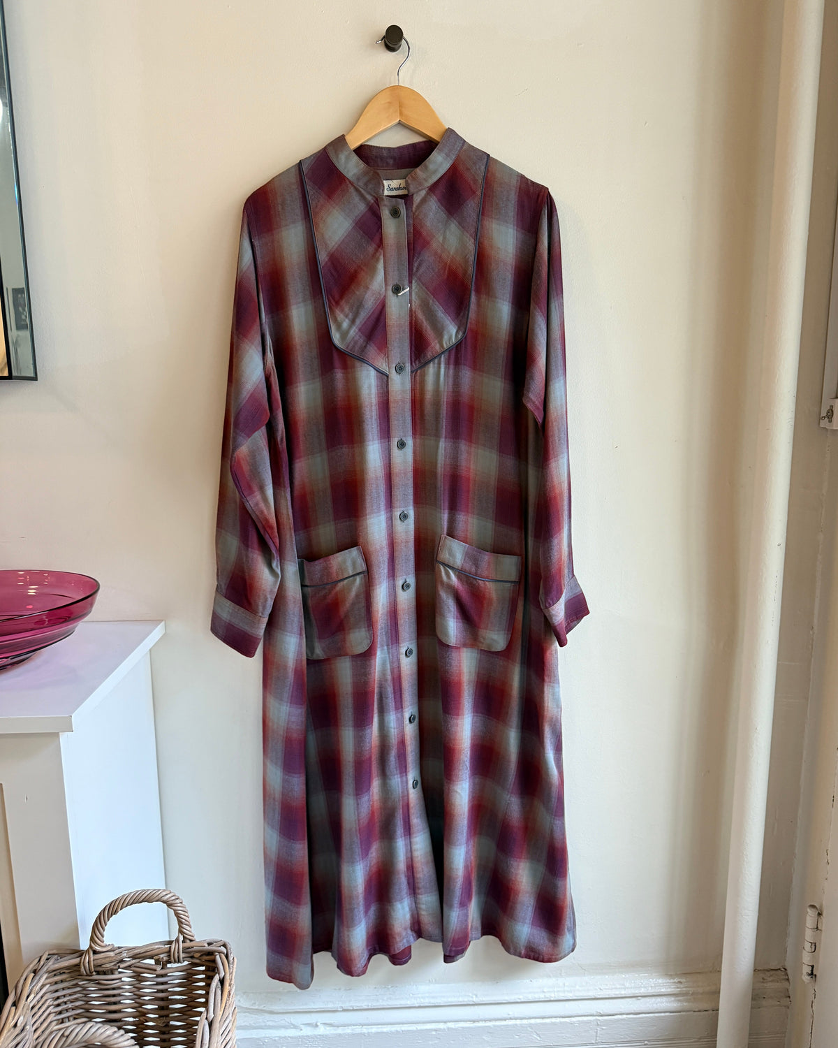 Check Dress in Bordeaux