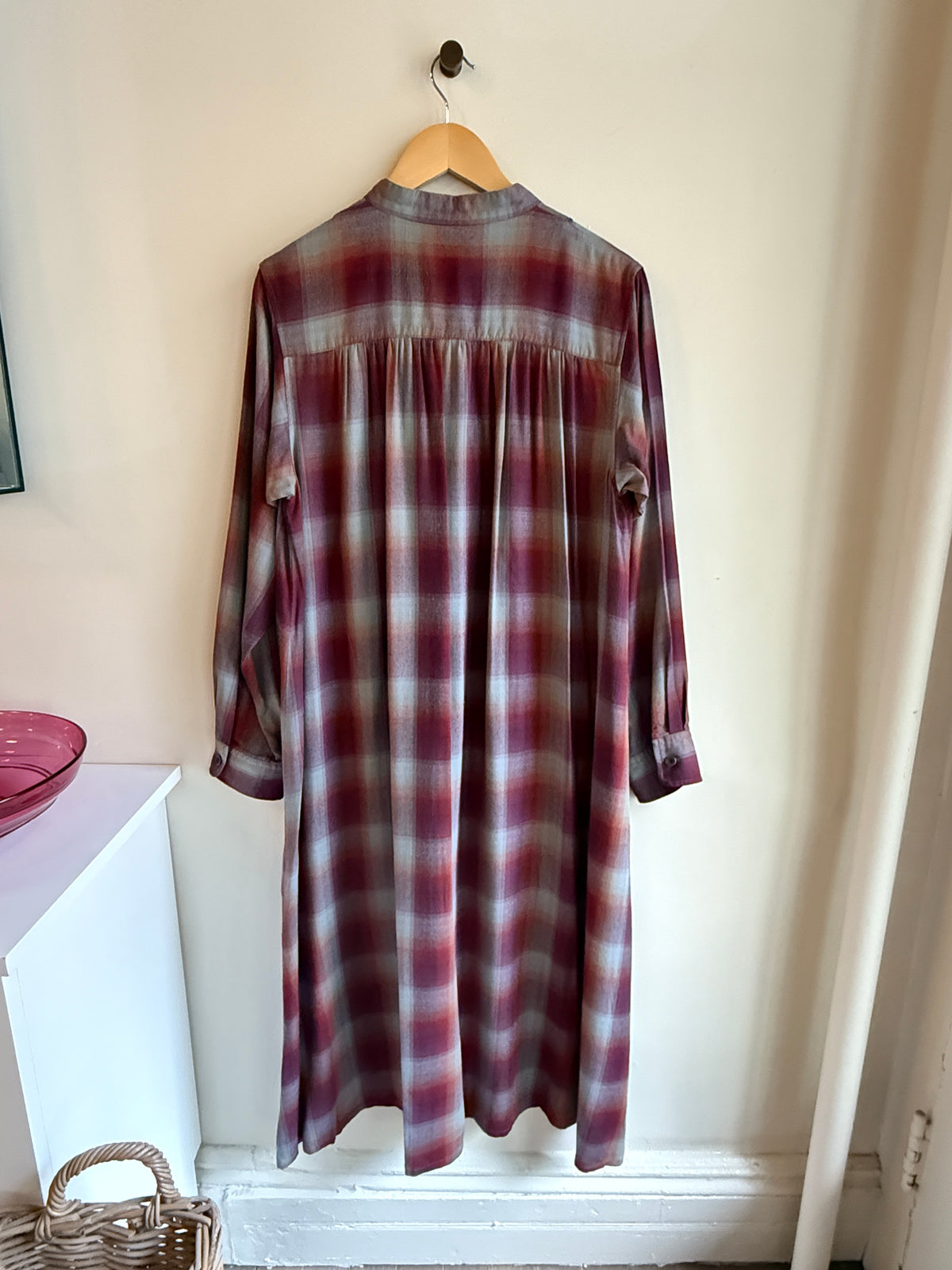 Check Dress in Bordeaux