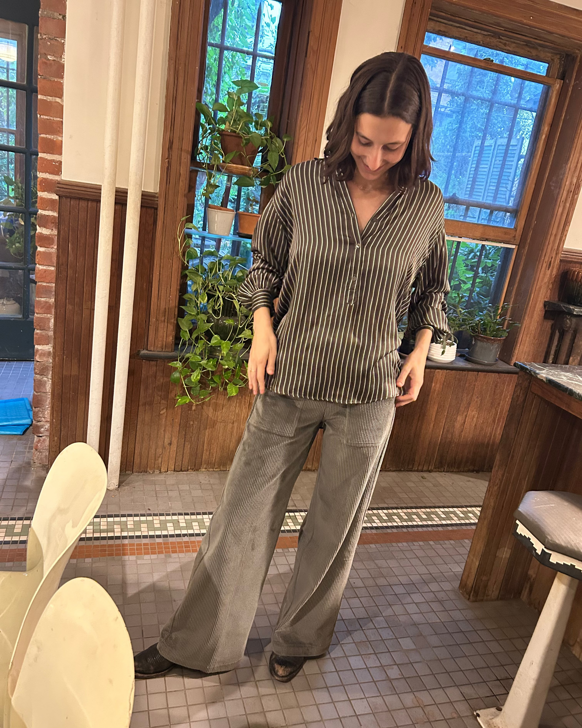 Calbiza Shirt in Kaki, Prune and Rose
