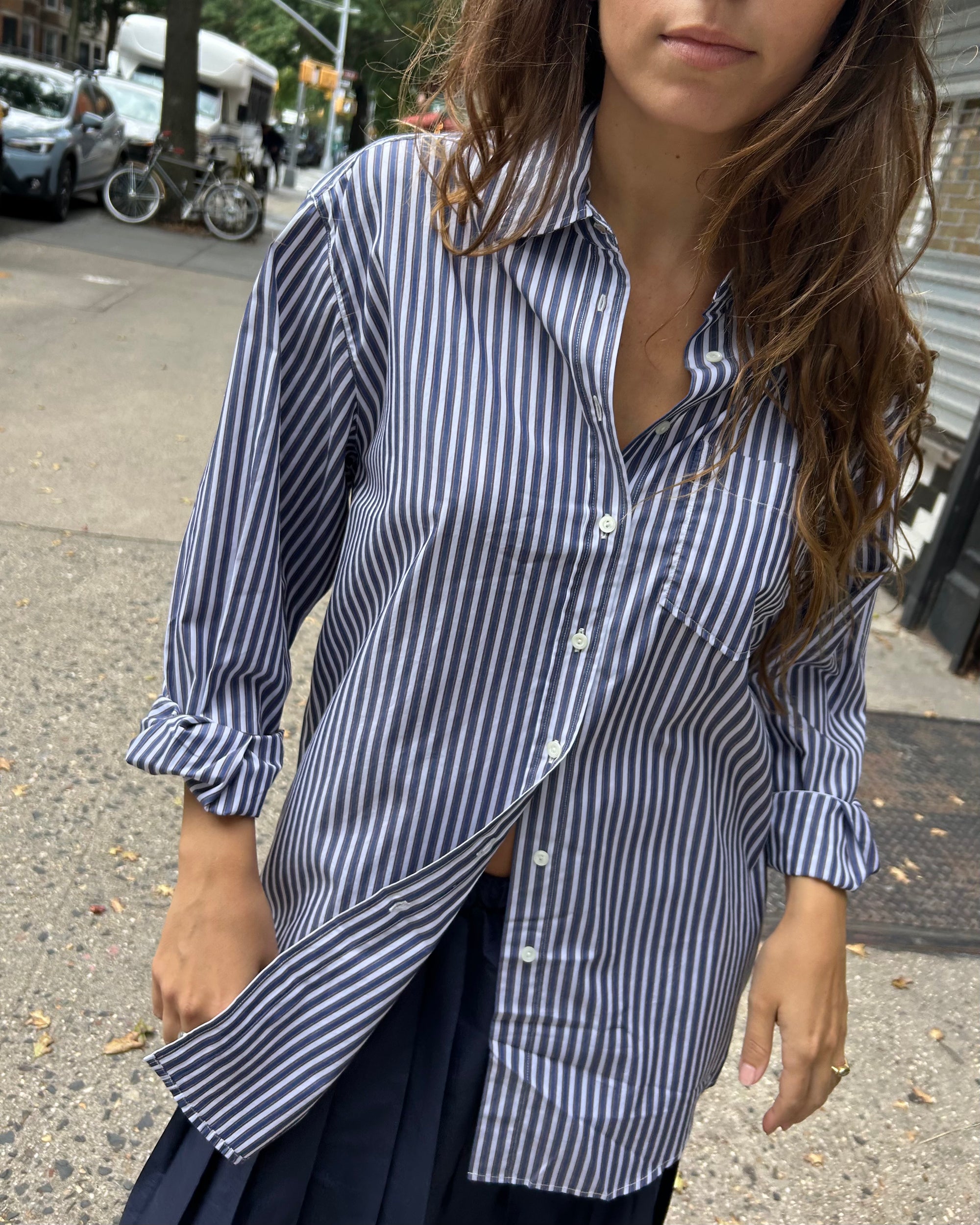 Camela Shirt in Blanc/Marine/Prune