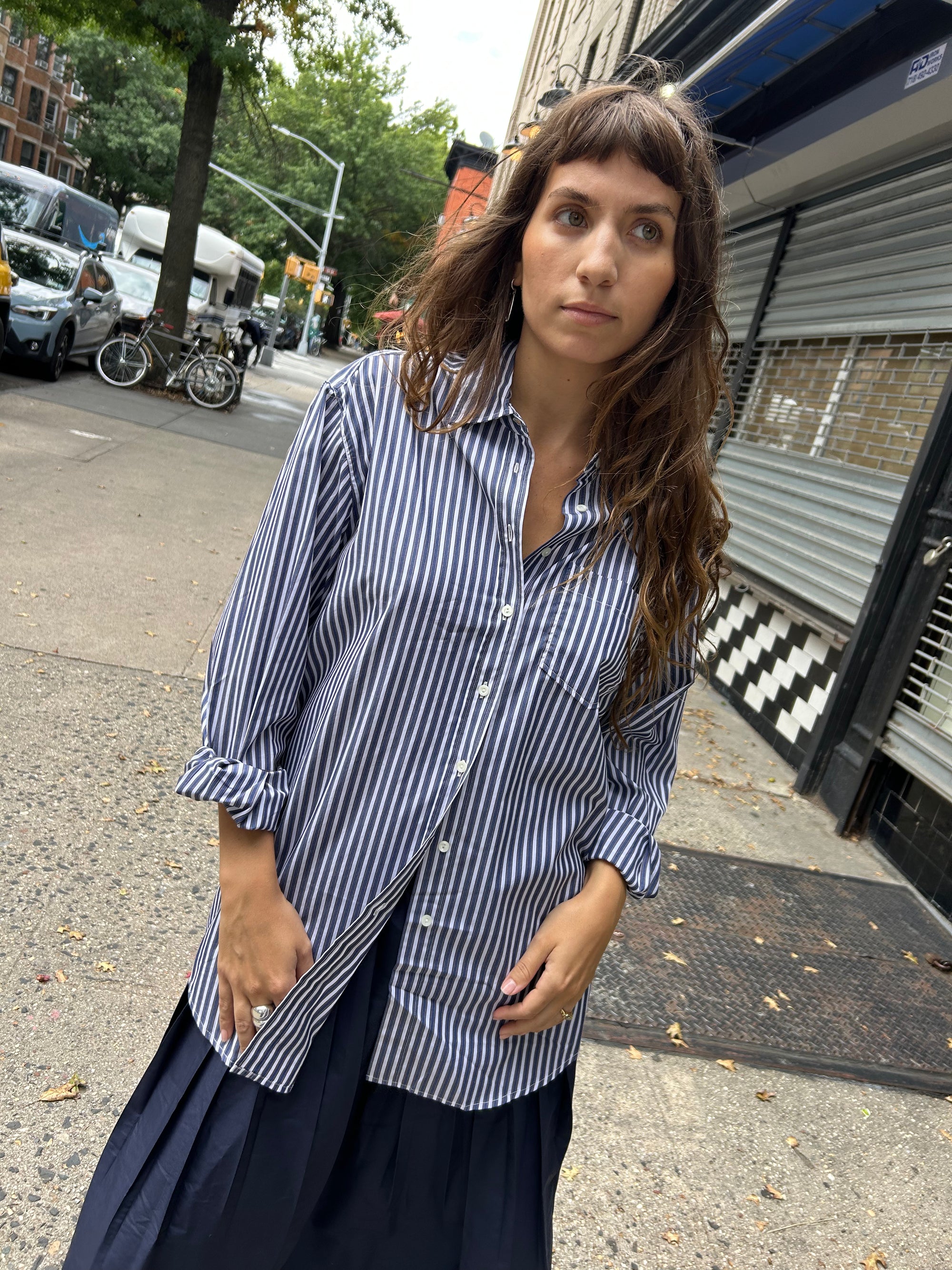 Camela Shirt in Blanc/Marine/Prune