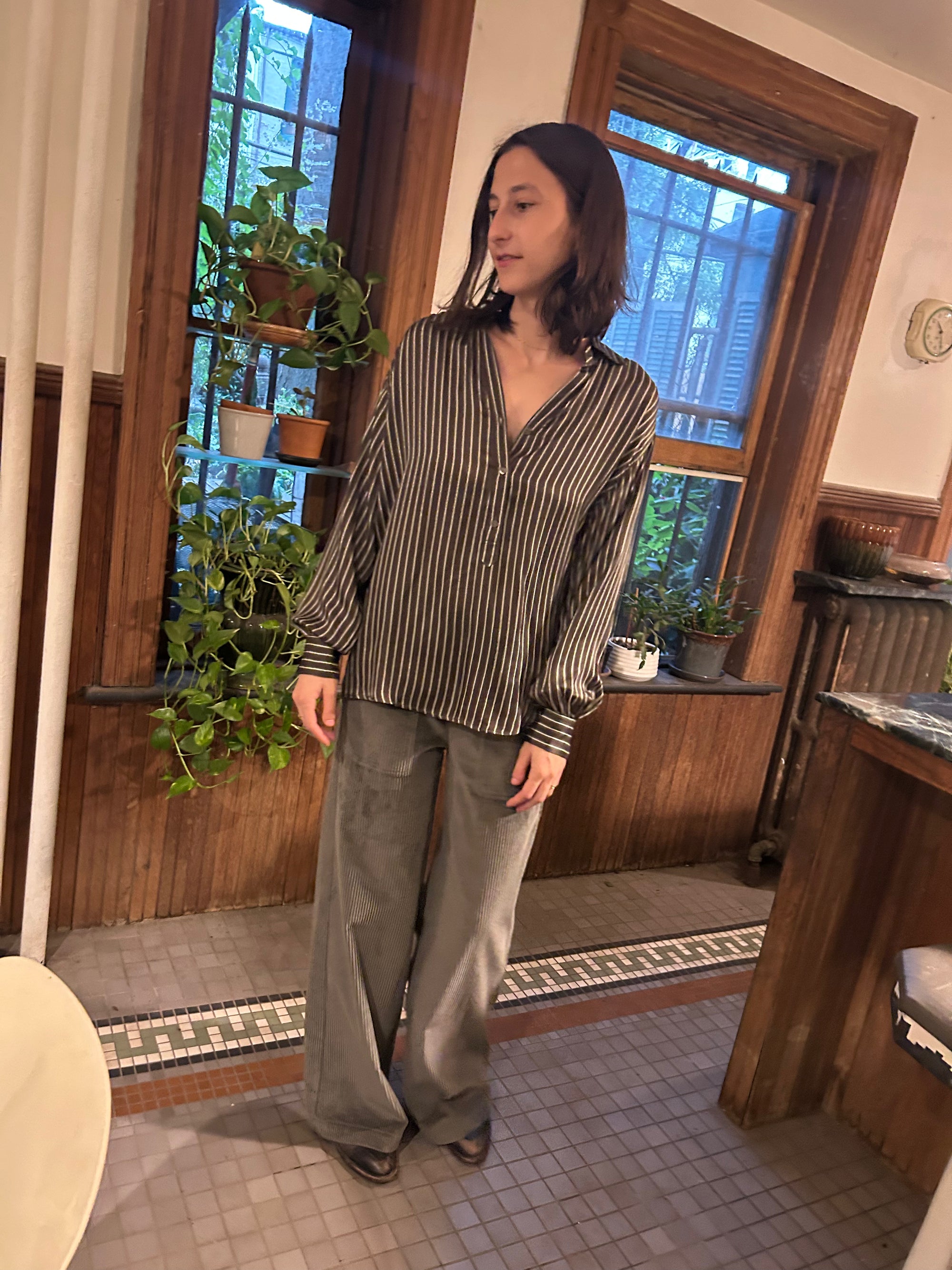 Calbiza Shirt in Kaki, Prune and Rose