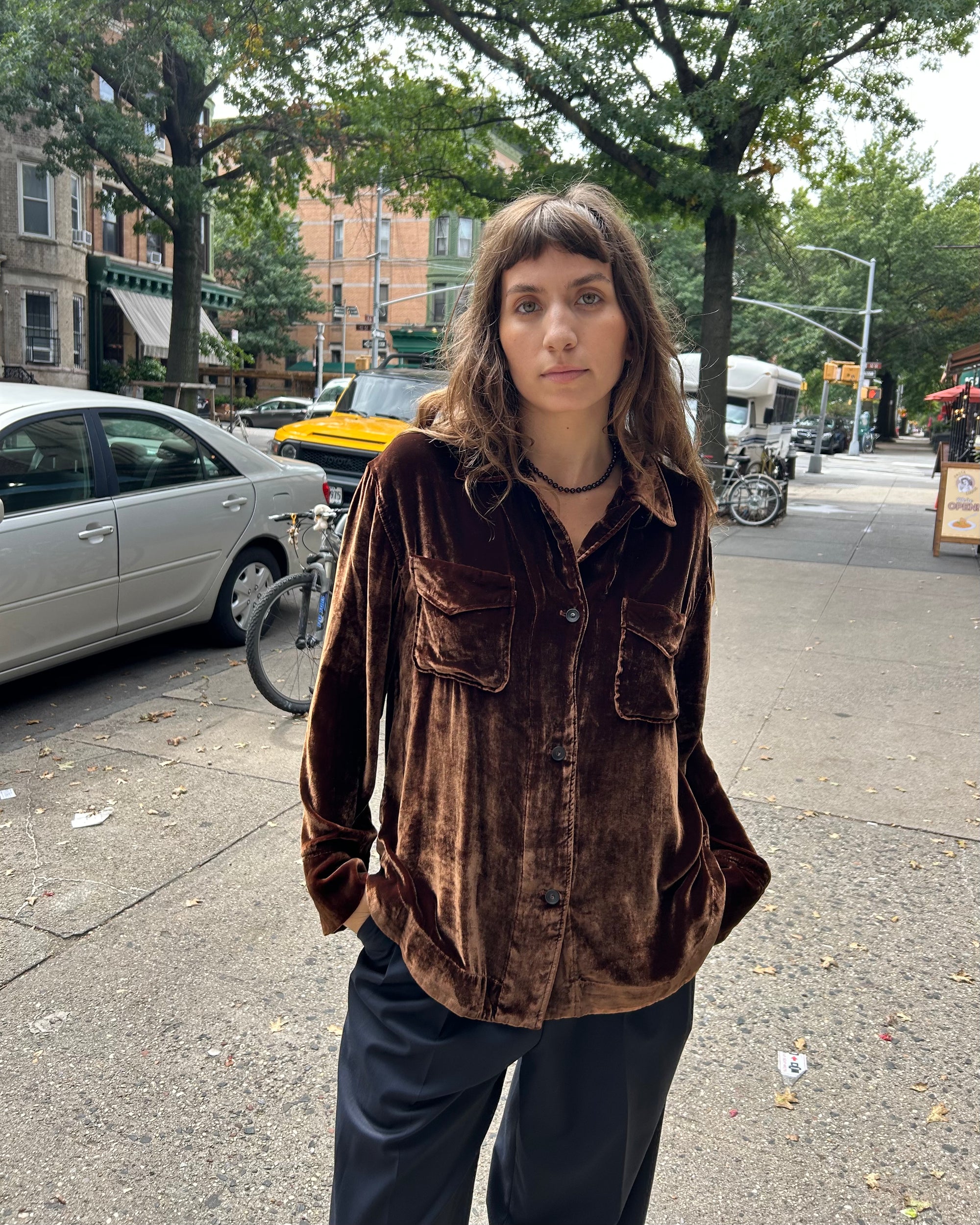 Santana Velvet Overshirt in Cognac